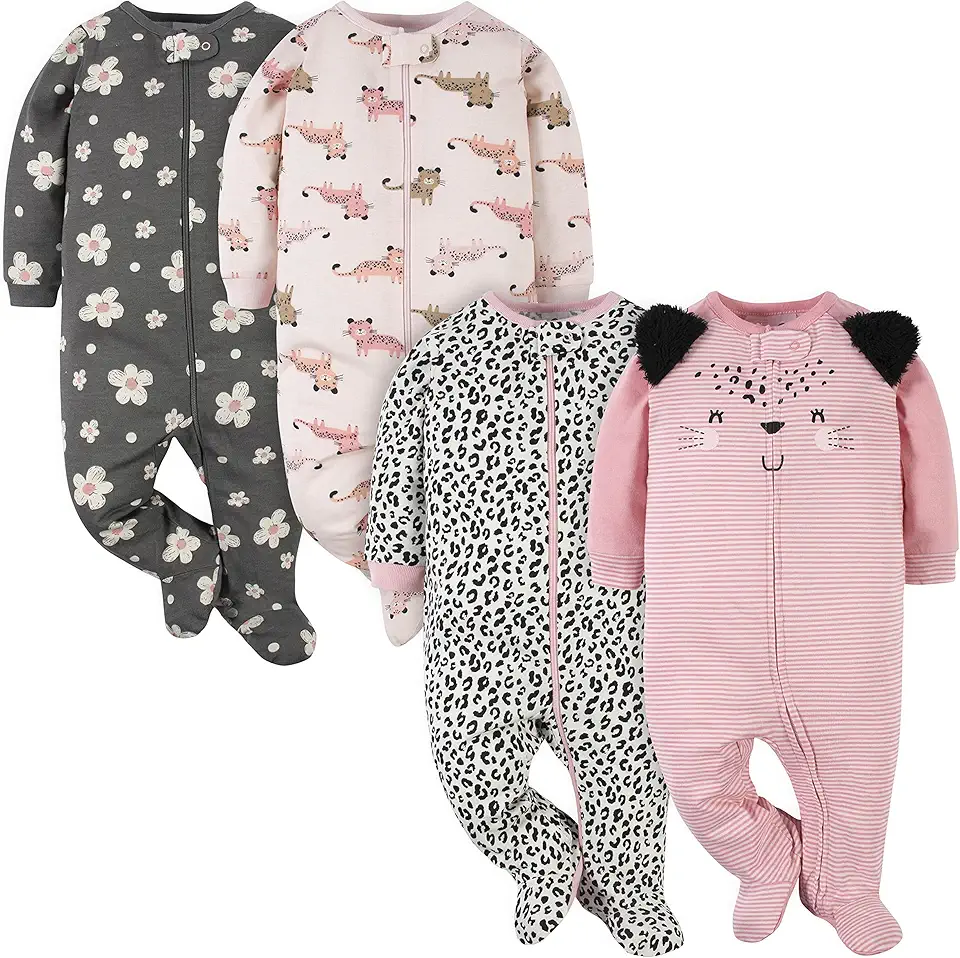 Gerber Baby Girls&#x27; 4 Pack Sleep &#x27;N Play Footie
