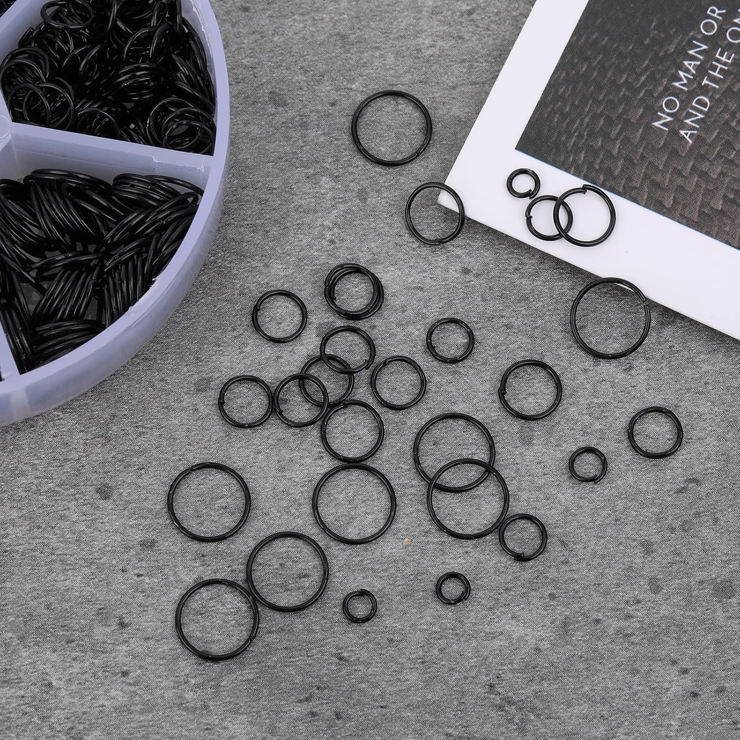 970Pcs Black Open Jump Rings Set - Assorted Sizes 4/5/6/7/8/10mm Chainmail Rings for Jewelry Making Bracelet Earrings Repair - Image 7