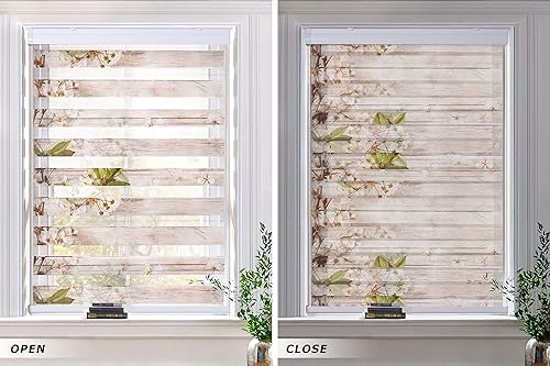 Miniatura 5 de LazBlinds Persianas enrollables sin cordones de doble capa estilo cebra para ventanas, filtran la luz para el día y la noche, se adaptan a ventanas