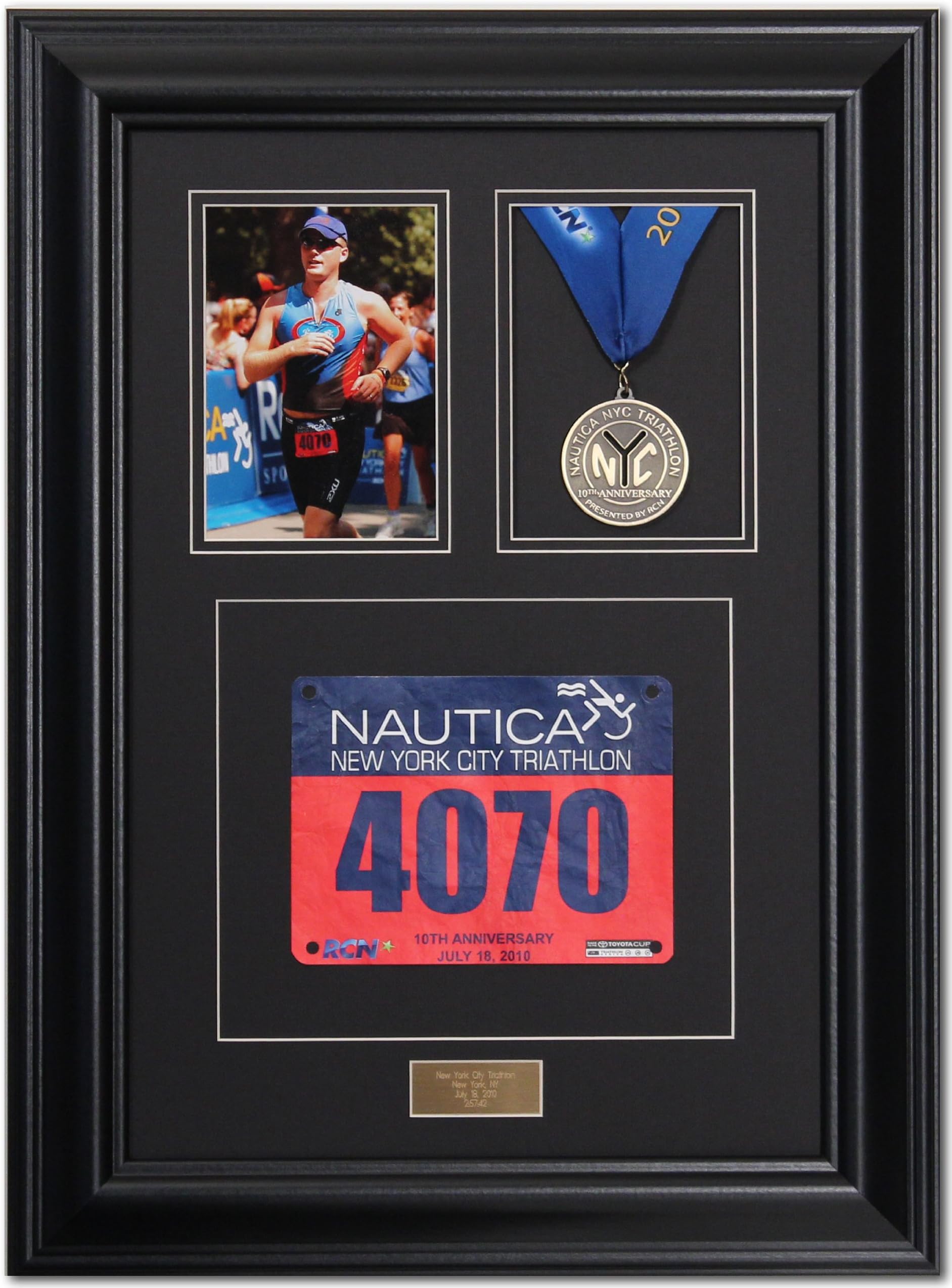 JCHOPE Triumph Marathon and Triathlon Photo, Finishing Medal and Race Bib Framing Kit - Satin Black