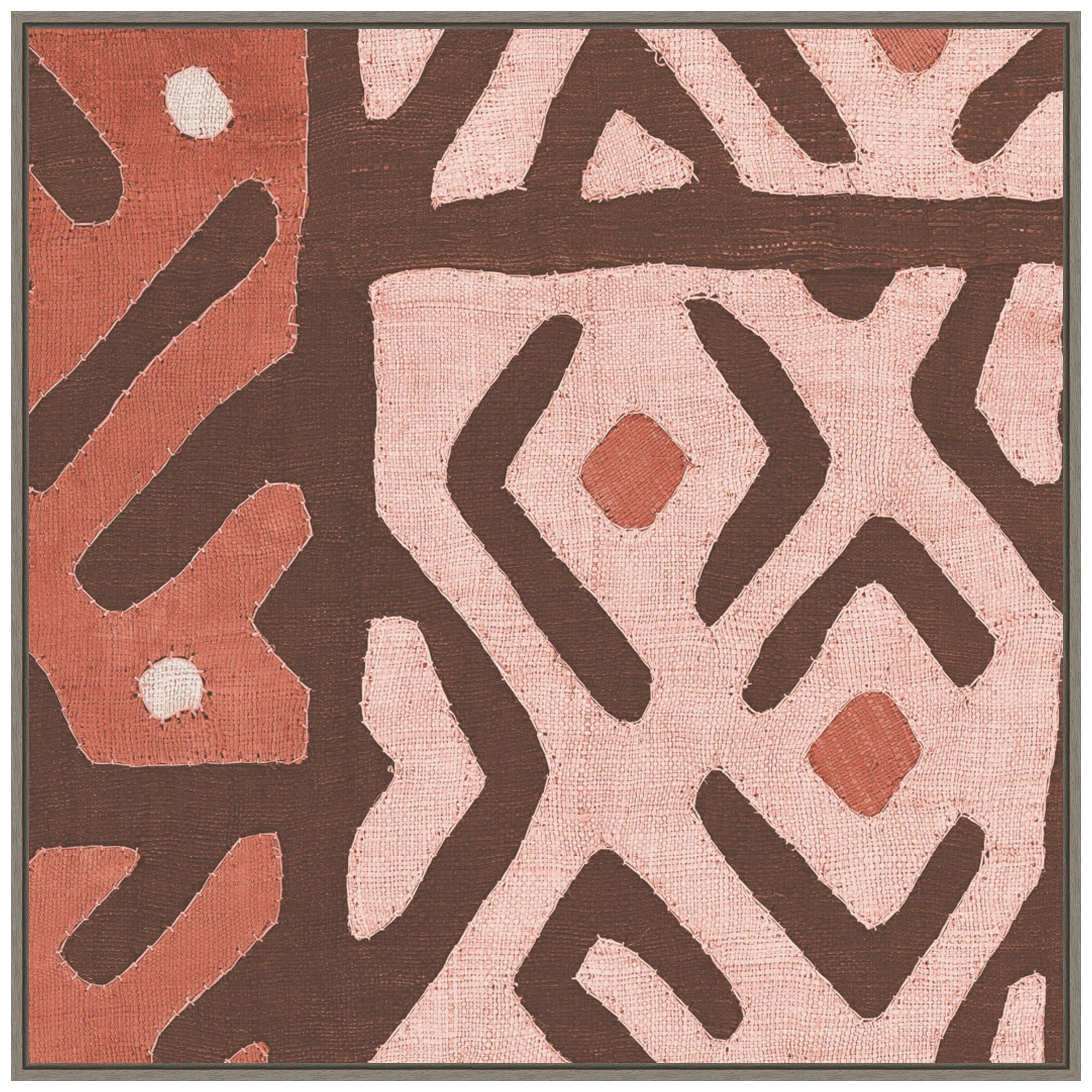 Amanti Art Framed Canvas Wall Art 30x30 Kuba Cloth I Square I Blush by Wild Apple Portfolio, Framed Wall Art Canvas, Abstract Artwork, Country Rustic Decor, Large Poster Painting for Living Room,