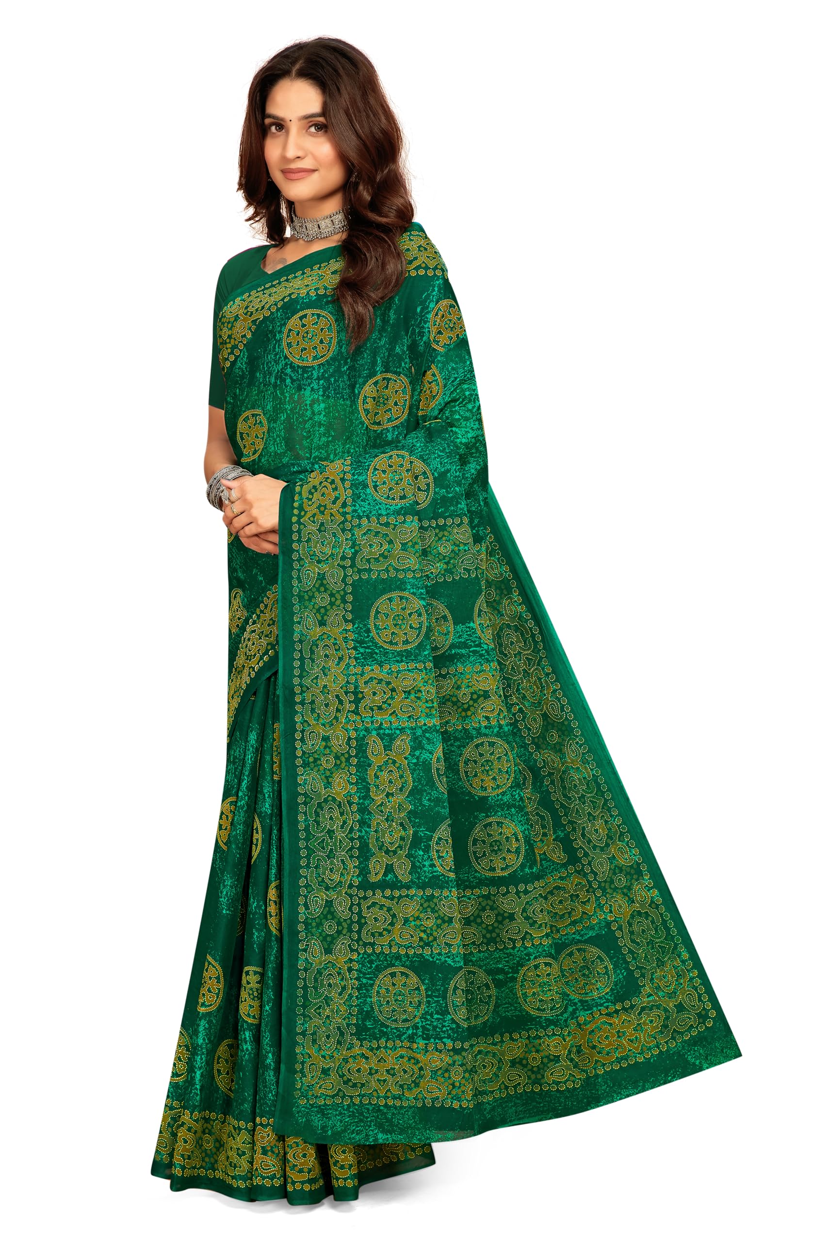 Tamaira Fashion Women's Batik Printed Pure Cotton Mulmul Saree Without Blouse Piece(11534_Seagreen)