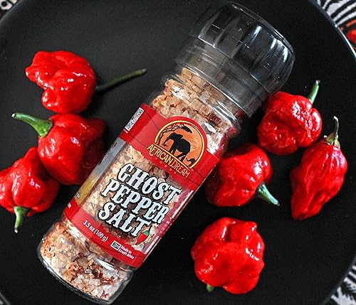 Miniatura 4 de African Dream Foods - Sal picante de pimienta fantasma  Sal de chile totalmente natural  Fabricado con pimientos fantasma africanos  3.5 onzas