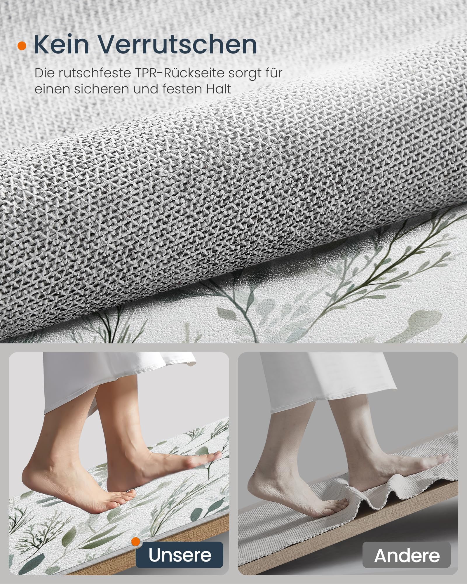 Tapis Rond Déco, Impression de Aquarelle Feuilles Vert Sauge Interieur Antidérapant Tapis Chambre Salle de Jeux pour Enfants, Moquette Doux Absorbant, Gris-Vert, 120cm