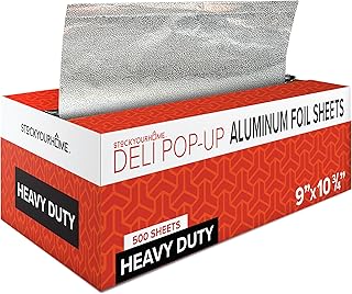 9' Ultra Heavy Duty Pop Up Deli Aluminum Foil, 500 Count Pre-Cut Sheets,...