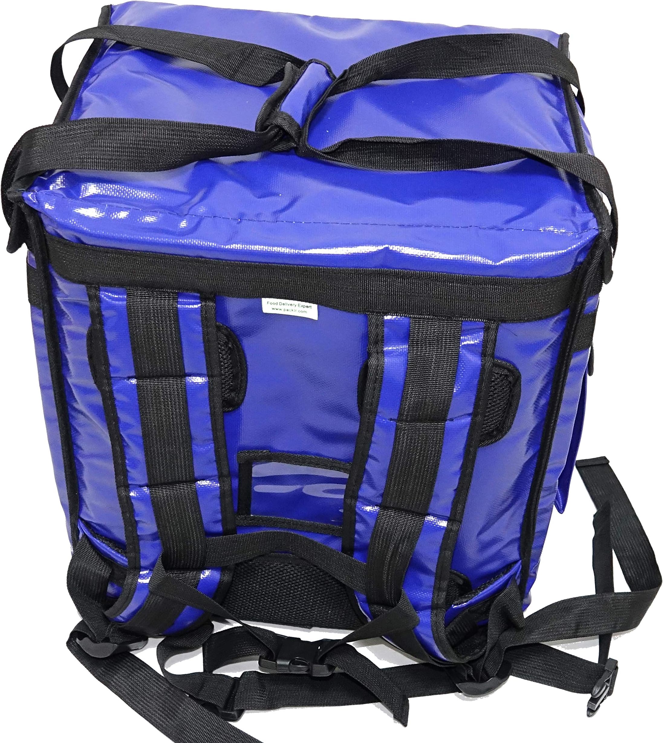 PK-65Abl: Insulated Pizza Delivery Backpack Bag, Top Load + Side Load. 16" L x 12" W x 18" H, Thermal Food Delivery Box/Cabinet for Catering, Restaurant, Delivery Drivers, 65Liters (Blue)