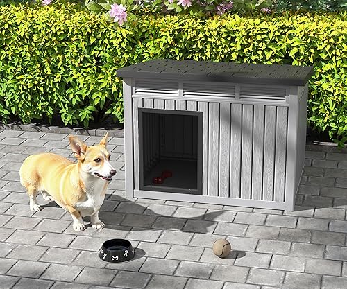 Miniatura 6 de Fancyango Casa para perros para uso en interiores y exteriores, techo resistente a la intemperie y suelo extraíble, se adapta a perros pequeños a