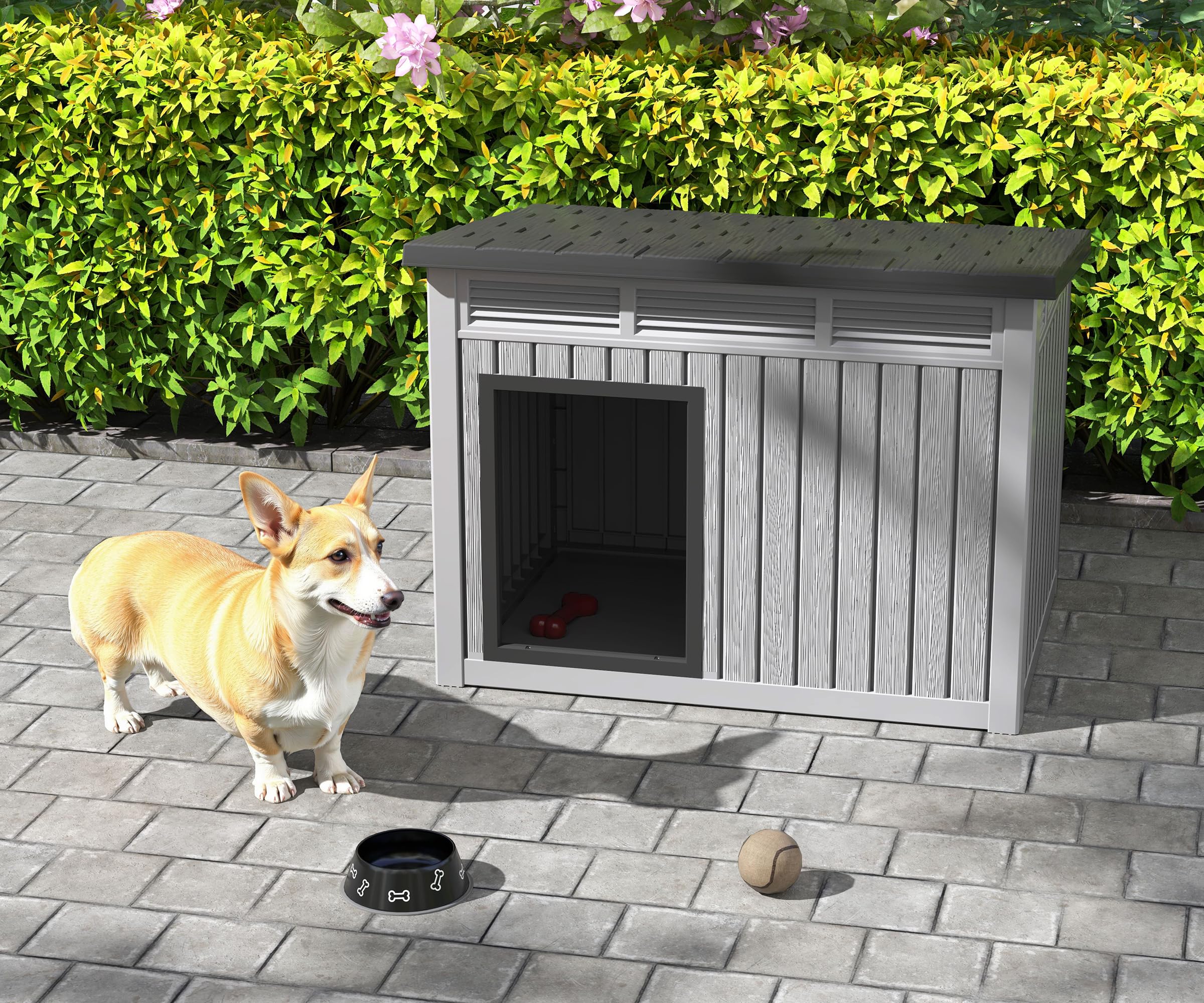 Dog House for Indoor & Outdoor Use - Weatherproof Roof & Removable