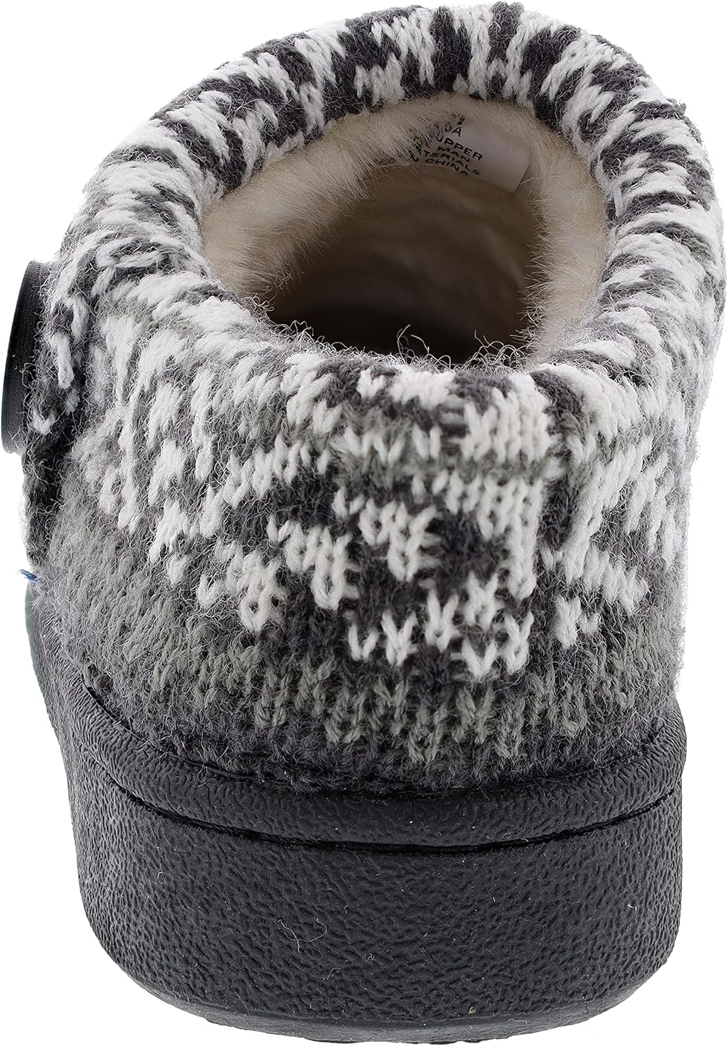 Clarks Womens Suede Leather Comfort Clog Knitted Collar Slipper - Plush Faux Fur Trim - Indoor Outdoor House Slippers For Women (Fairisle Navy 10M)