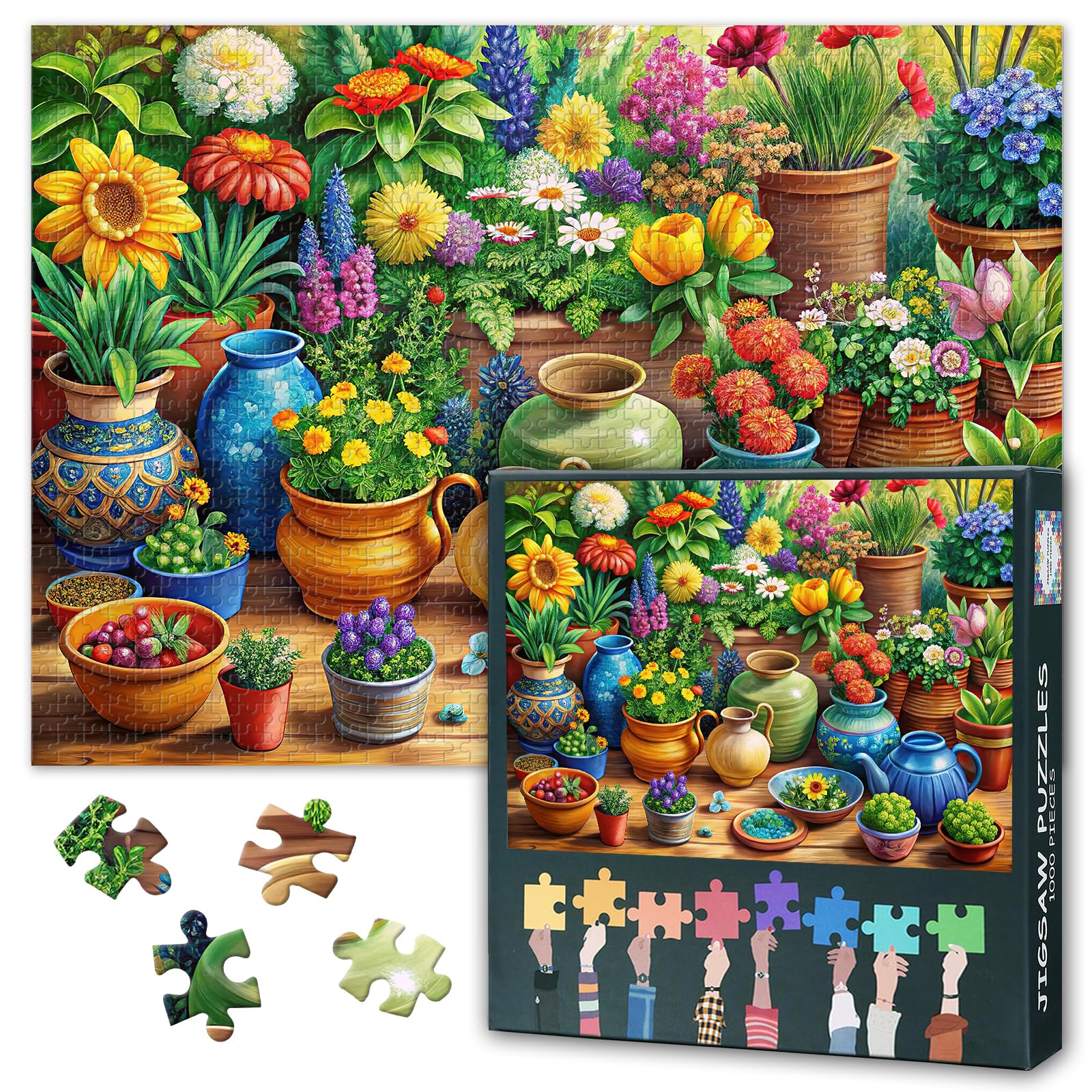 Flower Plant Jigsaw Puzzles 1000 Pieces for Adults Spring Nature Garden Puzzle Challenging Puzzles Suitable for Game Nights Home Wall Decoration Teens Educational Toys Finished Size: 70x50cm โ image 1