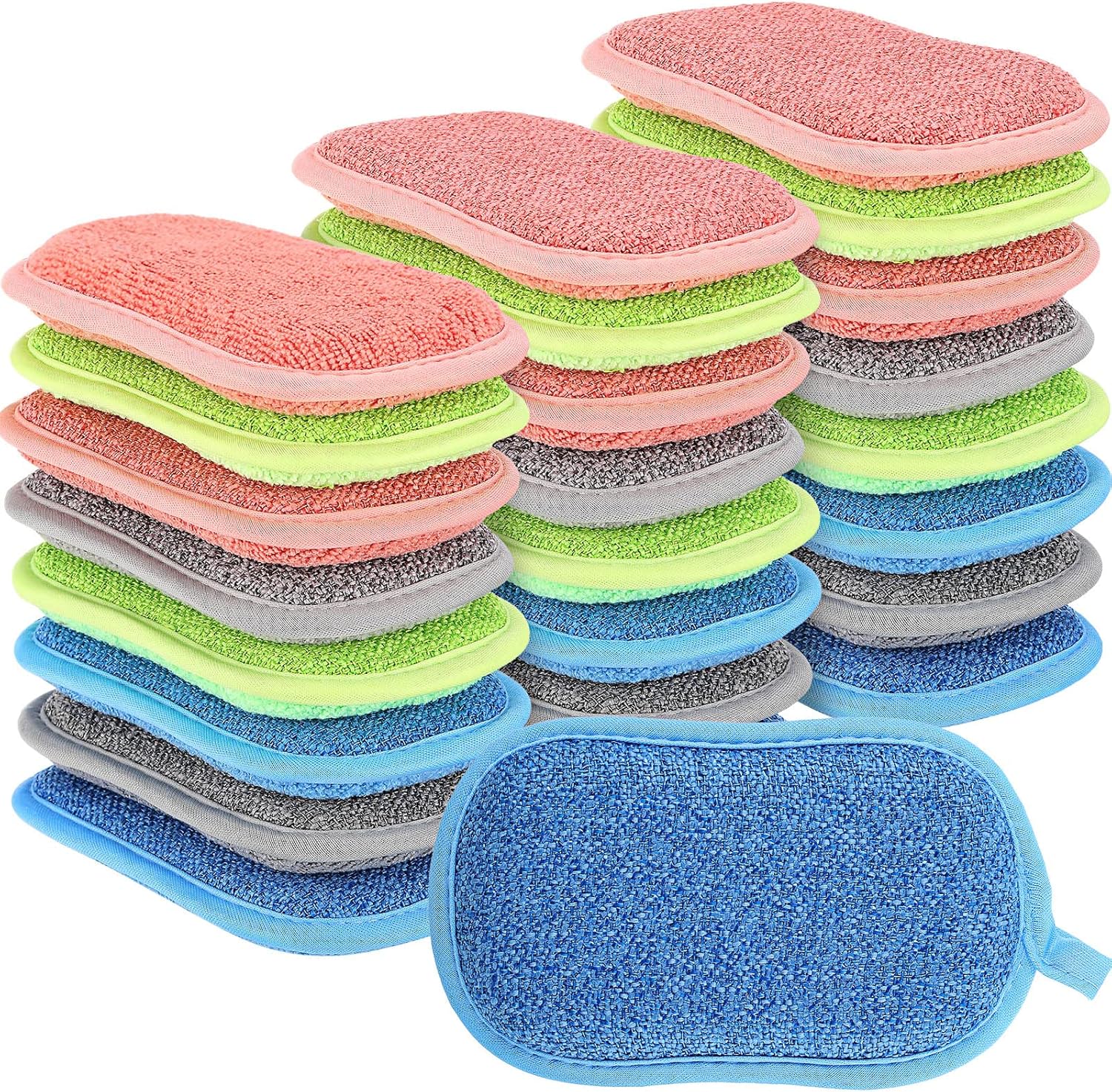 24 Pack Multi Purpose Scrub Sponges Non Scratch Microfiber