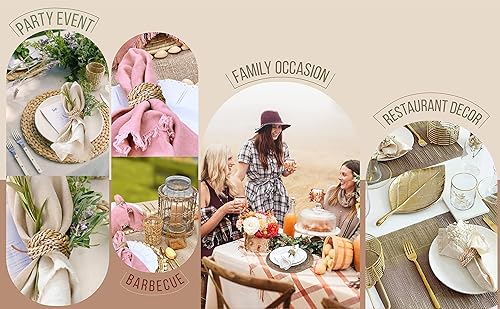 Miniatura 4 de Juego de 12 soportes tejidos de mimbre para mesa de comedor, decoración de Pascua, diseño de olas del océano