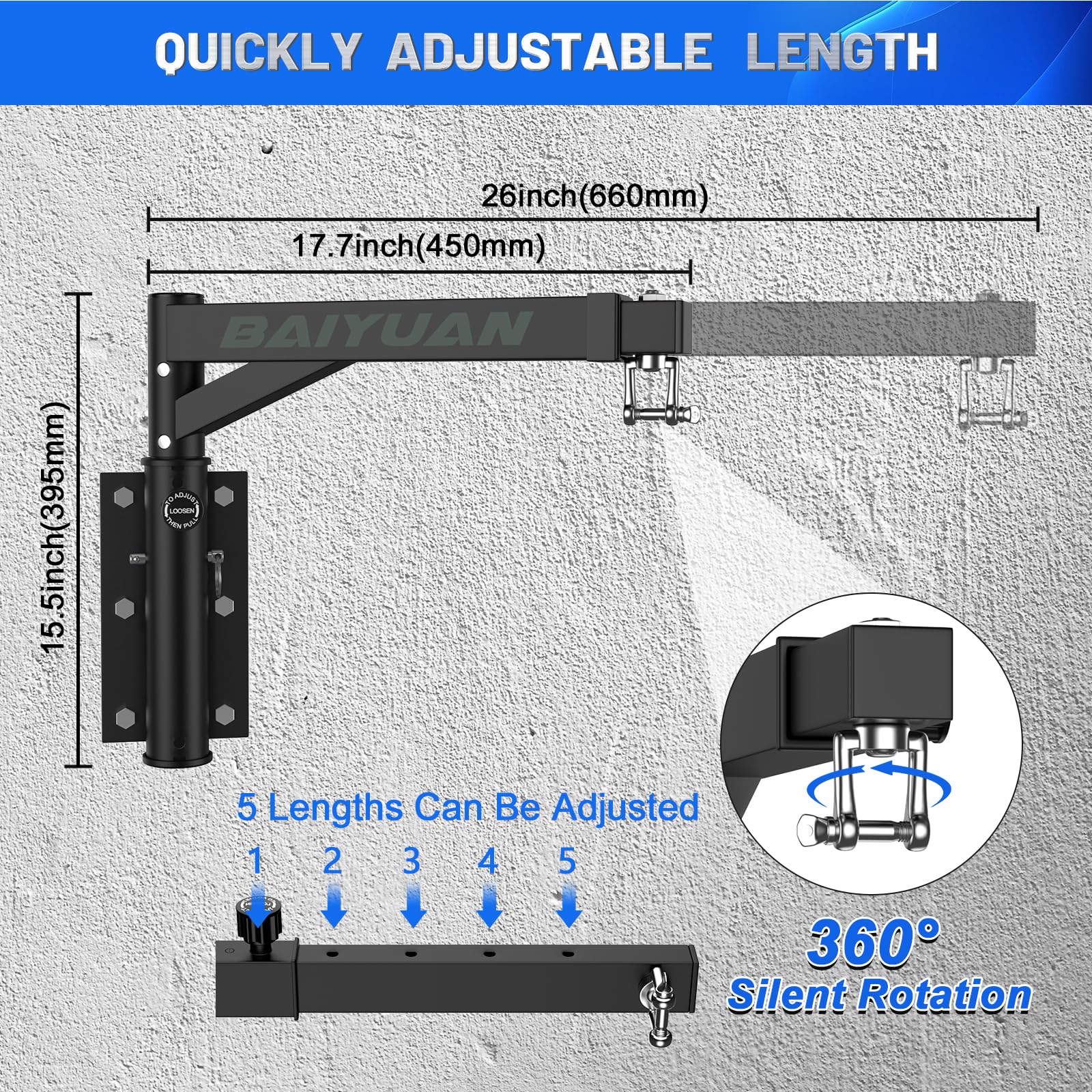 Heavy Bag Hanger, Wall Mount Punching Bag Hanger, Adjustable Heavy-Duty Boxing Bag Wall Bracket, Punching Bag Mount Stand for Home or Gym, for Kickboxing Bag, Muay Thai Bag,Etc (Supports up to 800Ib)