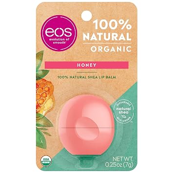 eos Lip Balm - Honey, USDA Organic Lip Care to Nourish Dry Lips, 100% Natural & Gluten Free, Long Lasting Hydration, 2 Pack