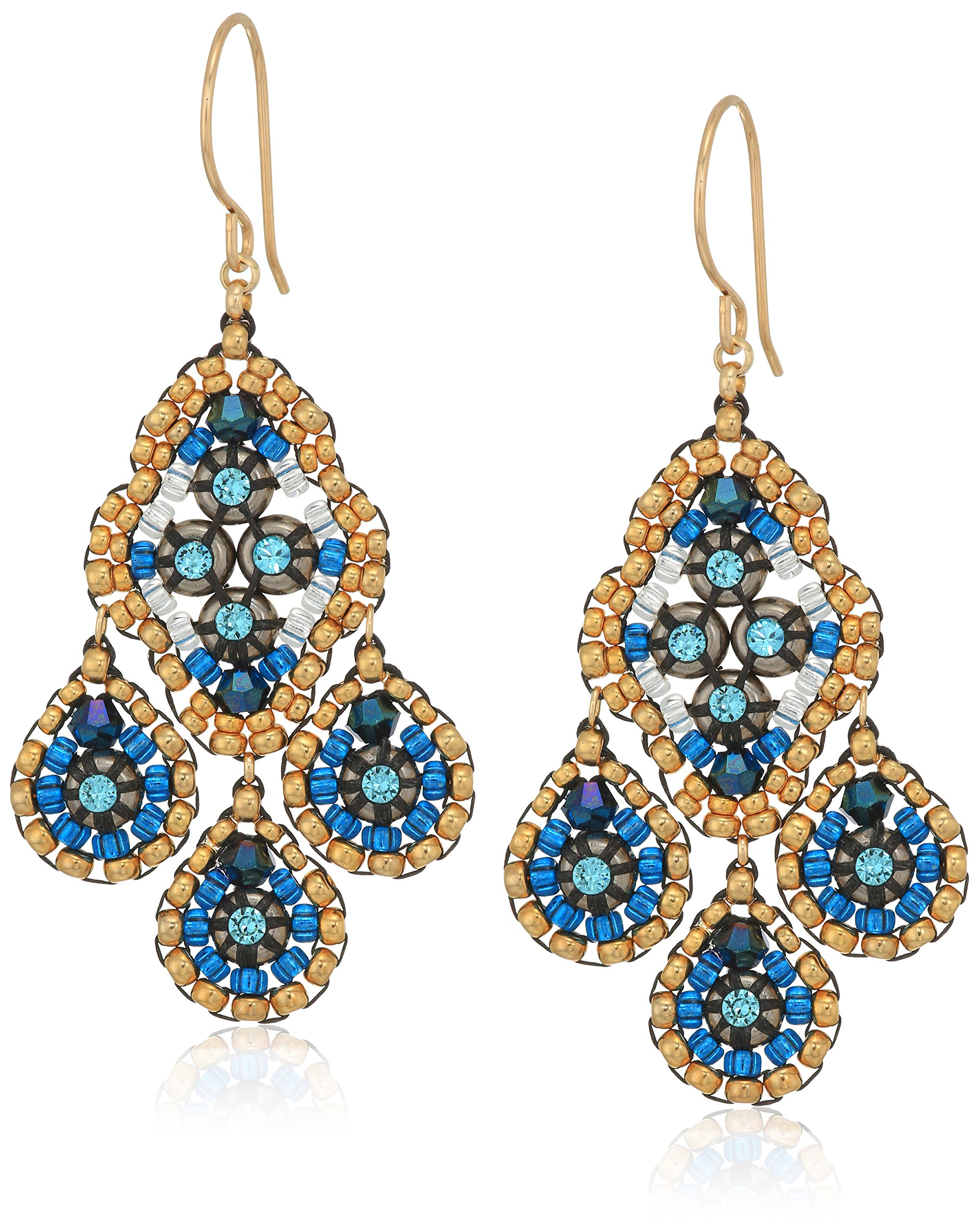 Miguel Ases Small Quadruple Swarovski Cluster Center Contrast Drop Earrings