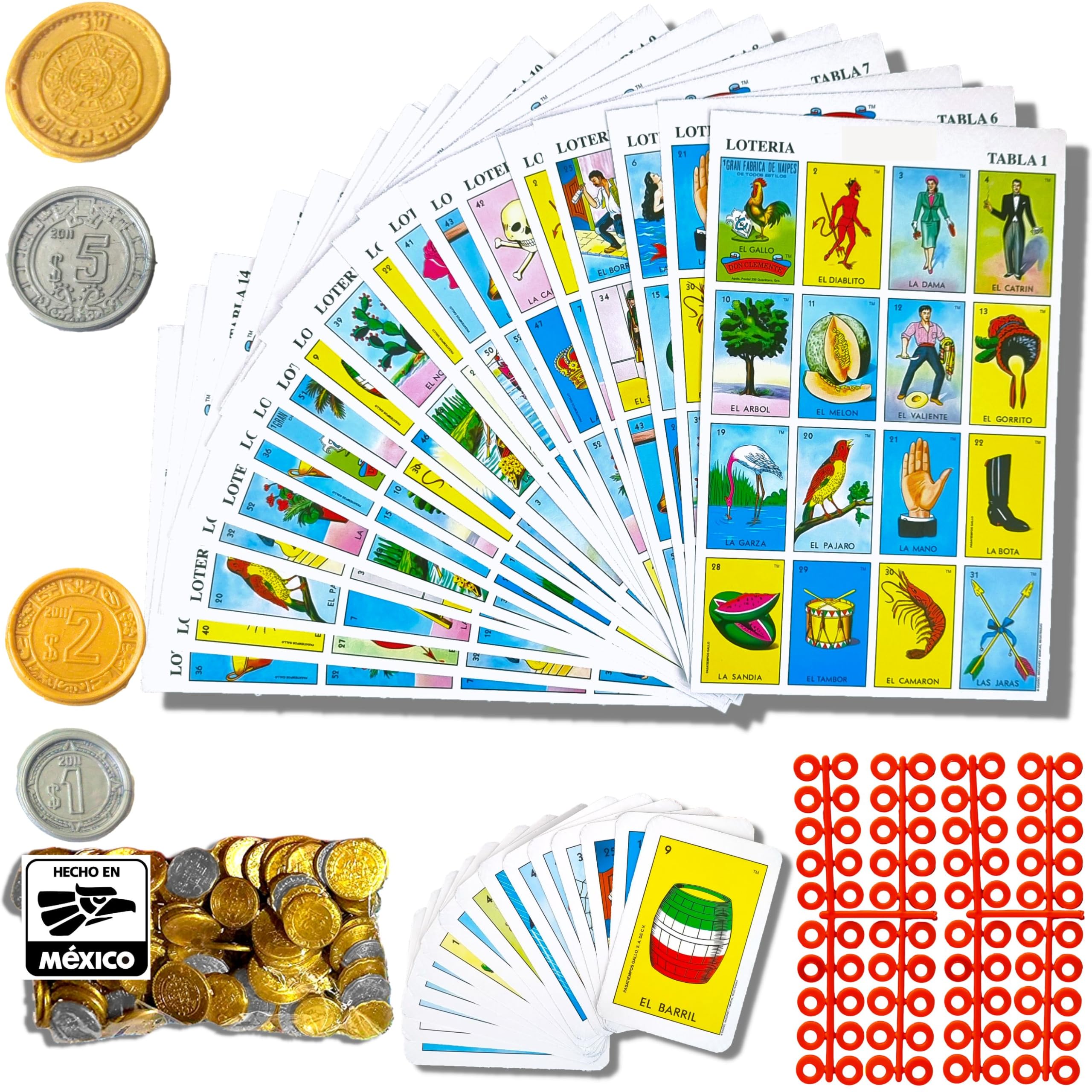 The Original Loteria Mexican Bingo Game with 100 Mexican pesos for 20 Players Game for Adults - loteria de lujo mexicana - loteria mexicana - Juegos de mesa - Spanish games Mexican bingo loteria game