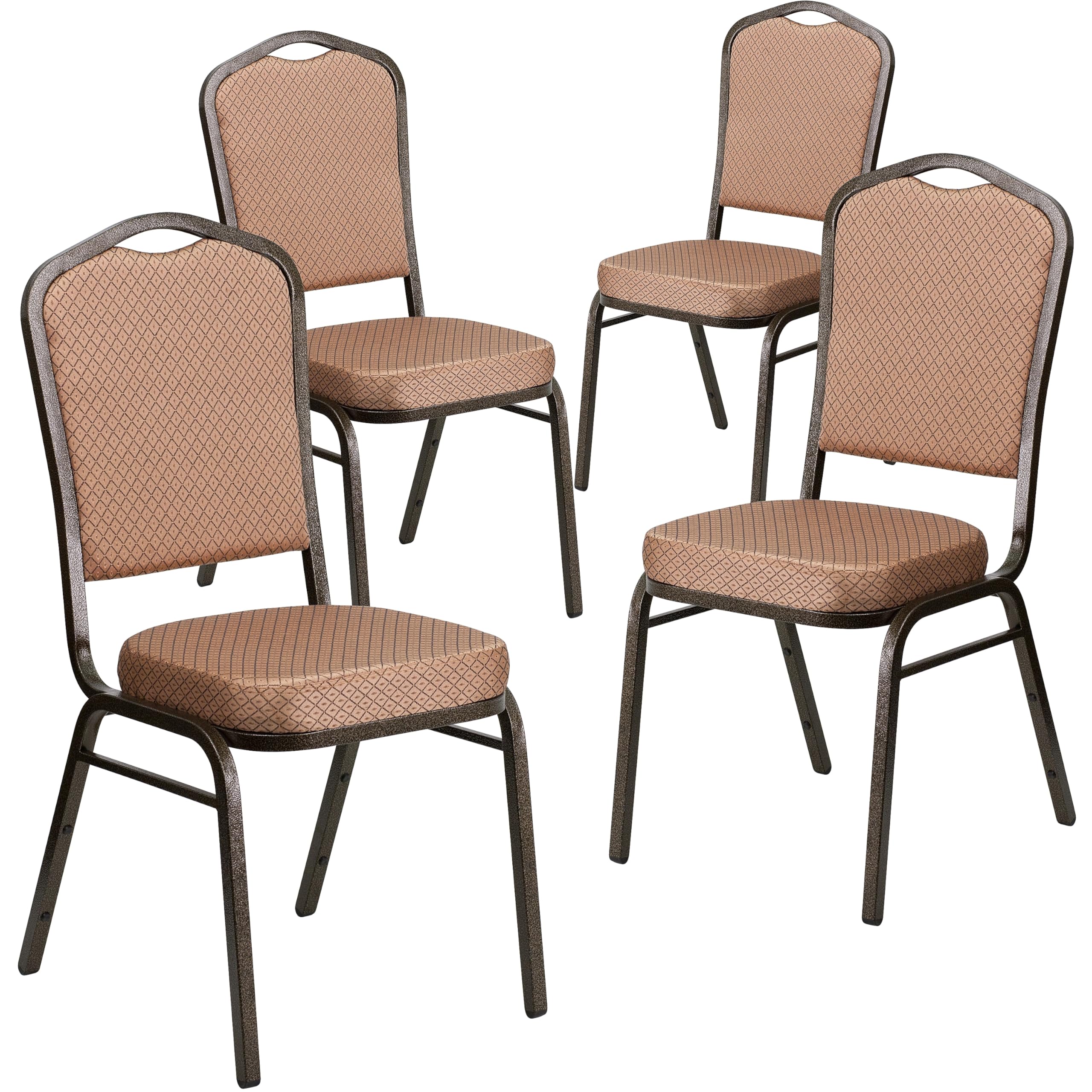 Flash Furniture Gold Diamond Patterned Fabric/Gold Vein Frame / Set of 4 / Classic Stacking Chairs