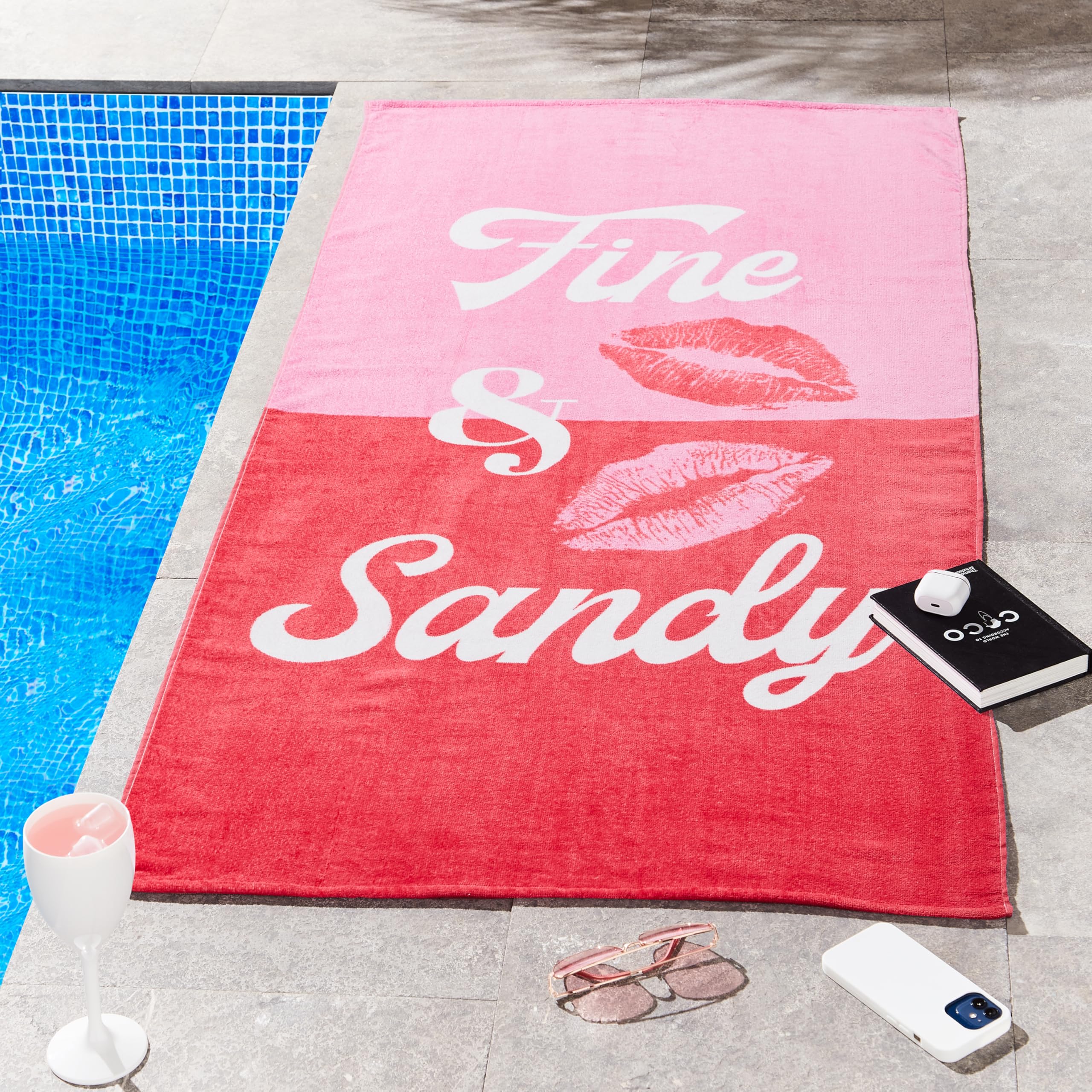 Sassy B Fine And Sandy 76X160Cm Cotton Beach Towel Pink from B&Q