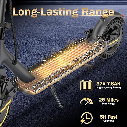 Miniatura 4 de WERHY H11 Scooter eléctrico de 10 pulgadas con suspensión y absorción de golpes, motor potente de 500 W y velocidad máxima de 22 MPH, alcance de 25