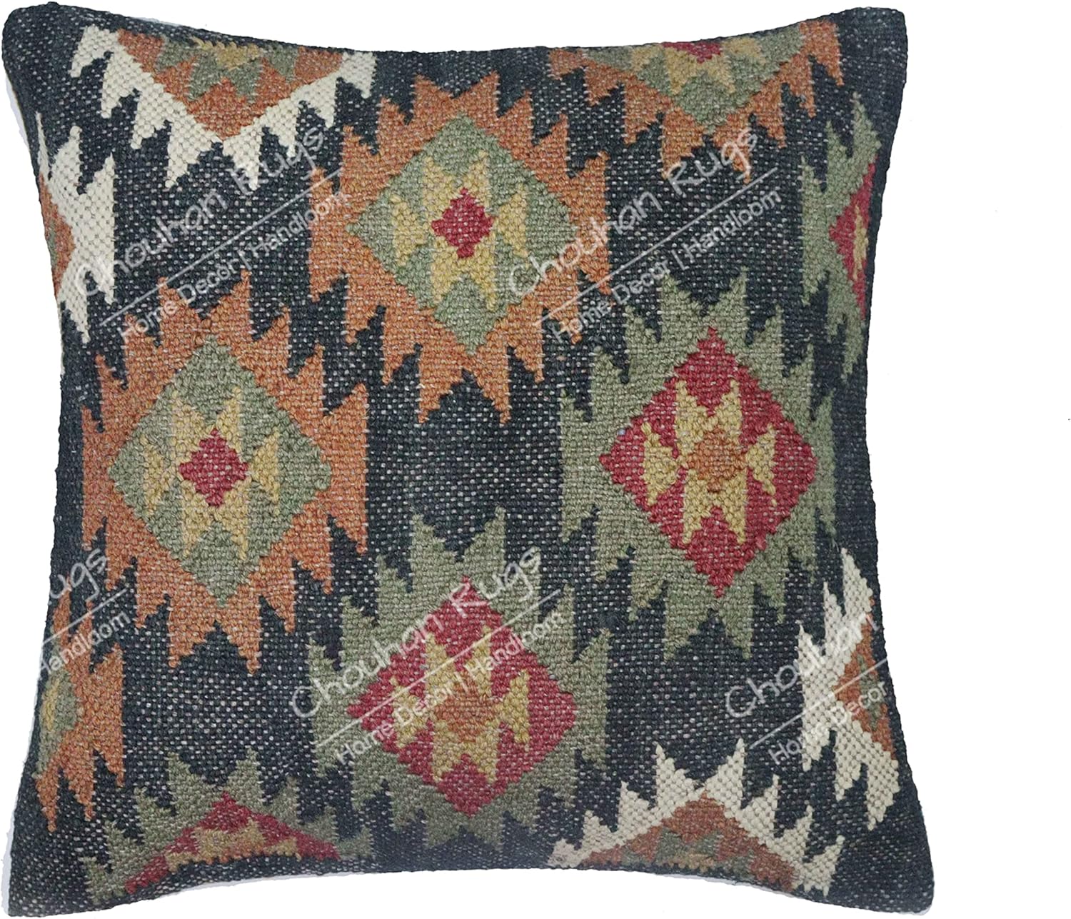 Chouhan Rugs Set of 5 Handmade Jute Pillow Covers,Handwoven cushion covers,18x18 Inch square pillowcases,home decor pillow covers,christmas decor,kilim pillow