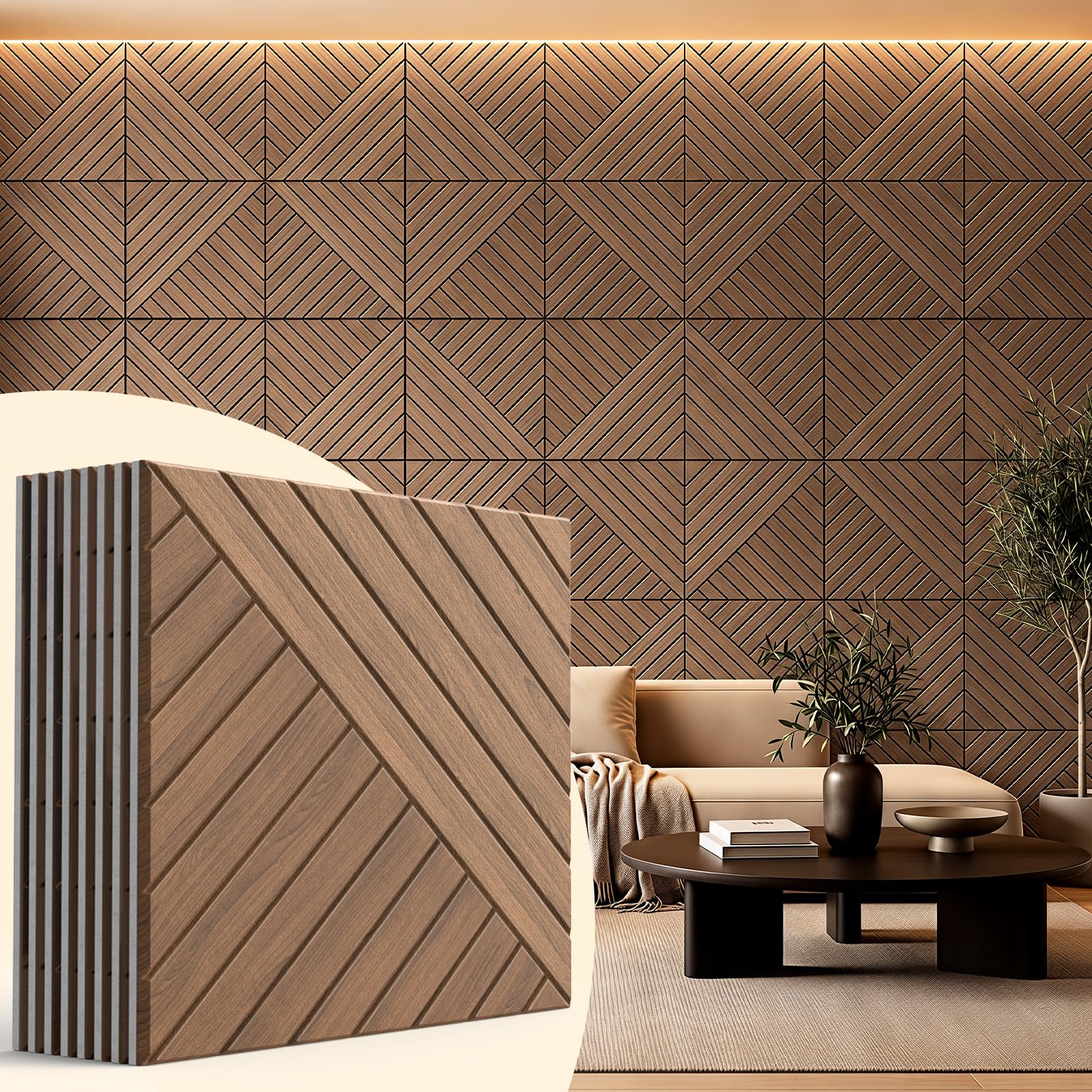 Photo 1 of Kitsure Acoustic Wall Panels Decorative, 23.6" x 23.6", 8 Pack