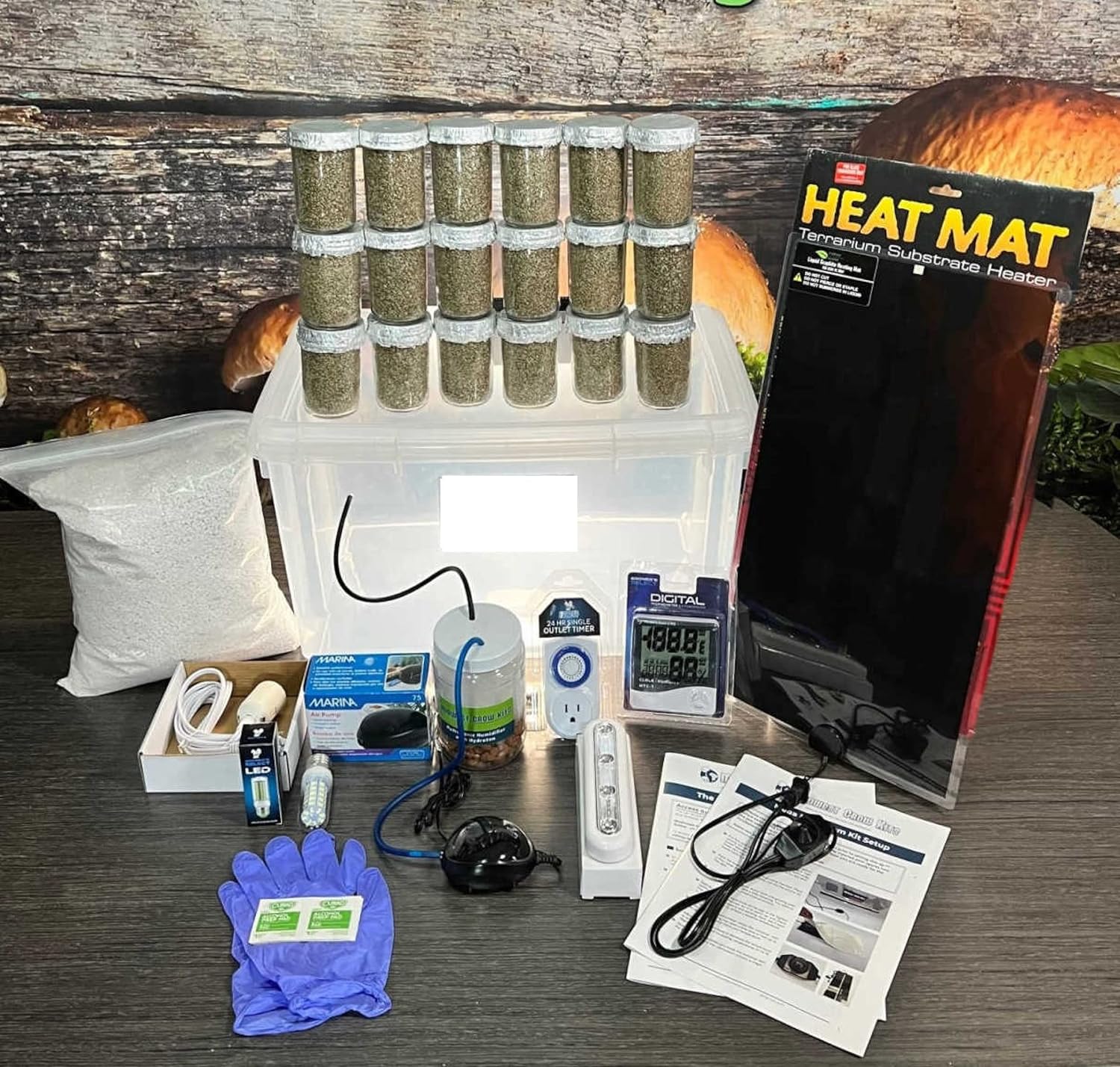 Mega Mushroom Growing & Incubator Kit - 18 Pre-Sterilized Jars | Get Growing Today!