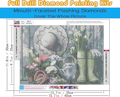 Miniatura 10 de KINPLUB Kits de pintura de diamantes 5D para adultos, kits de arte de diamantes de cascada de luna para principiantes, pintura de paisaje con puntos