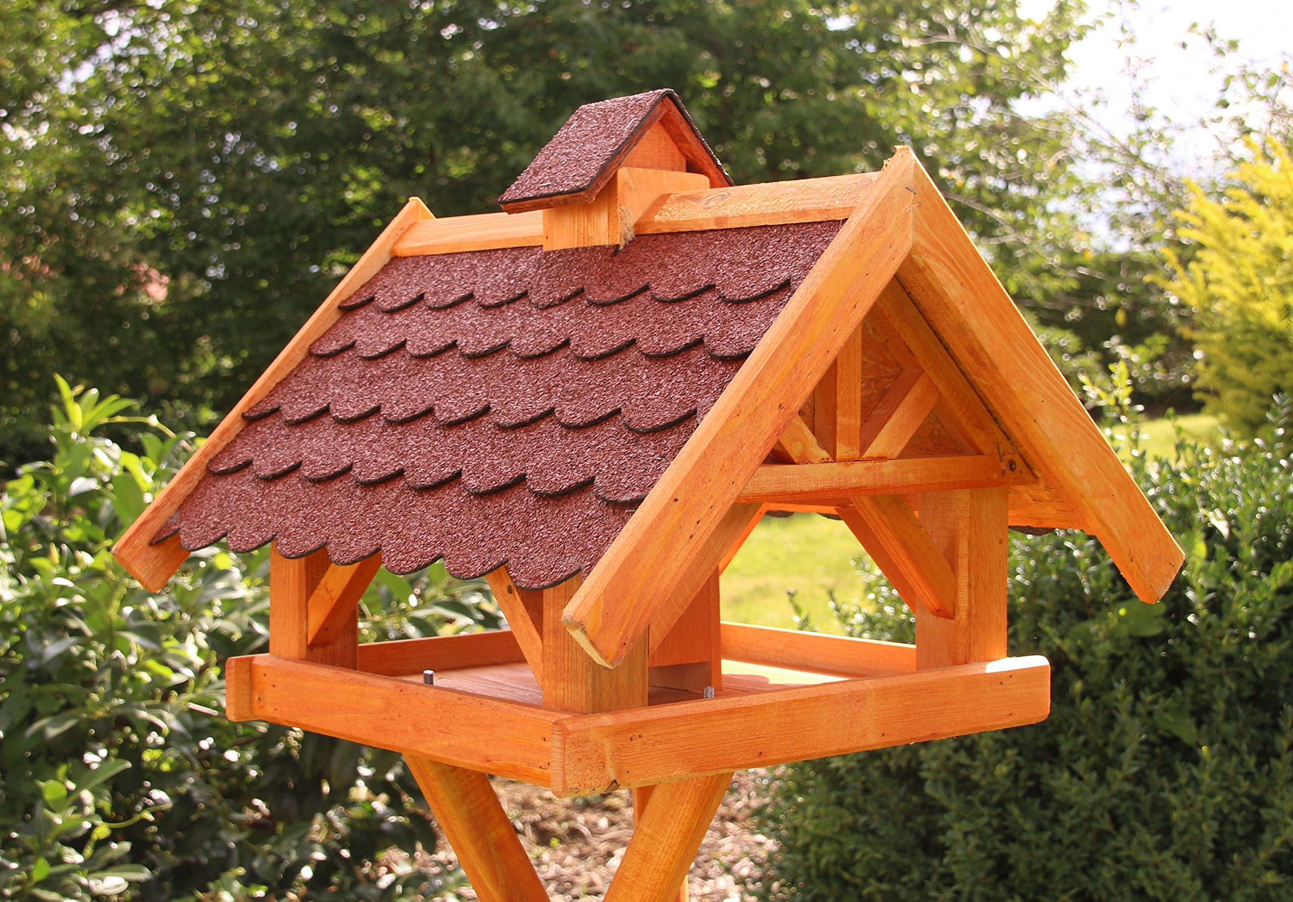 XXL Vogelhaus wahlwiese mit Ständer oder Solar (rot, ohne Ständer)