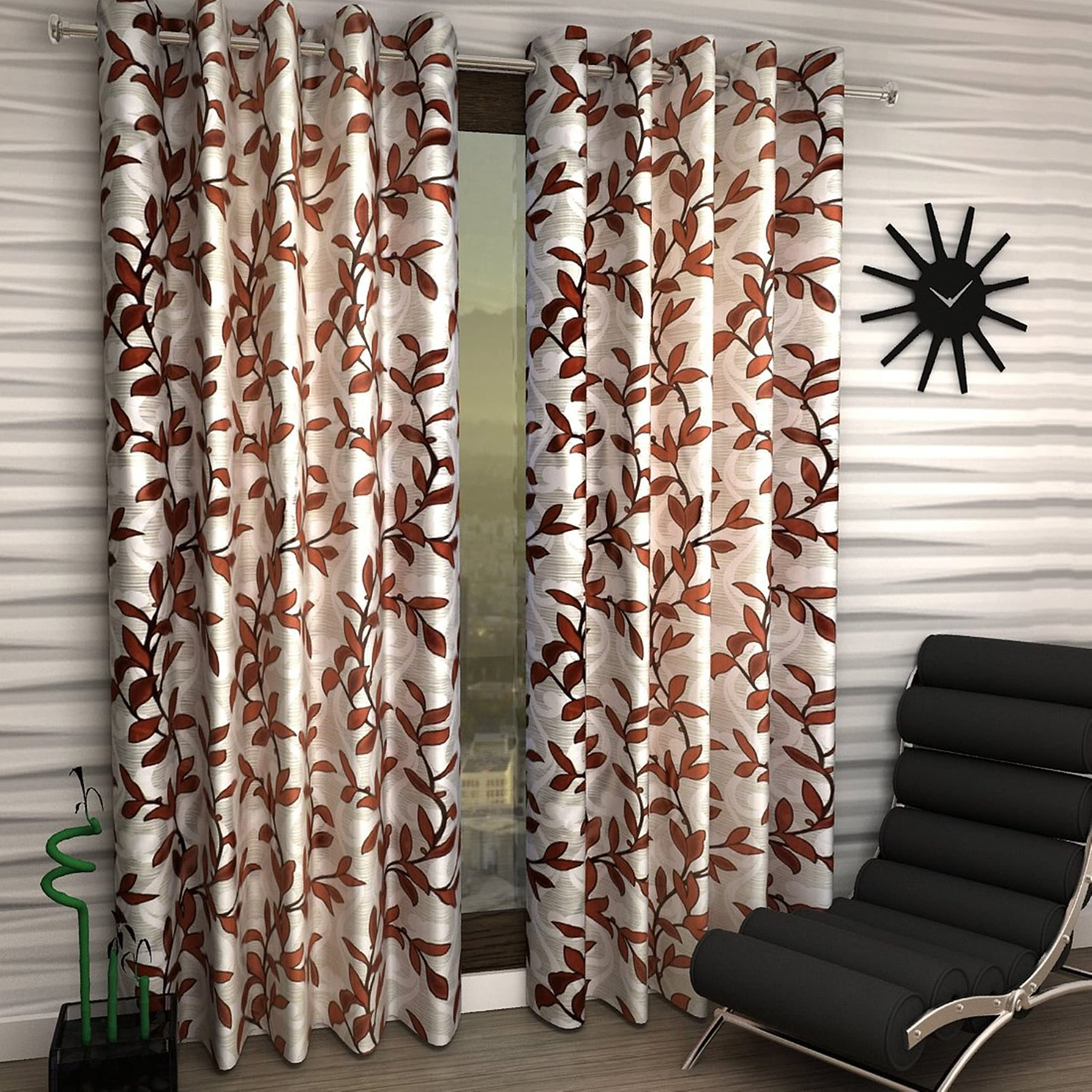 HOME UTSAV 1 Piece Tulsi Printed Polyester Curtains for Door 7 Feet, Brown (B0B58LCRP1) Amazon Price History, Amazon Price Tracker