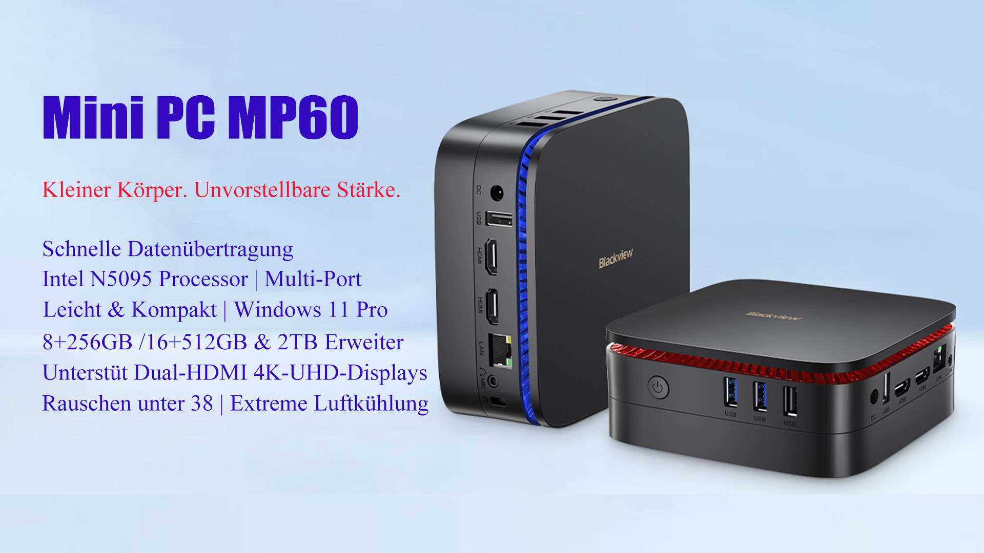 Blackview MP60 Mini PC Windows 11, 16GB RAM, 512GB SSD, N5095