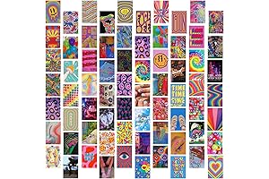 Qpout Trippy Aesthetic Wall Collage Kit: Groovy Room Decor for Cosmic Souls