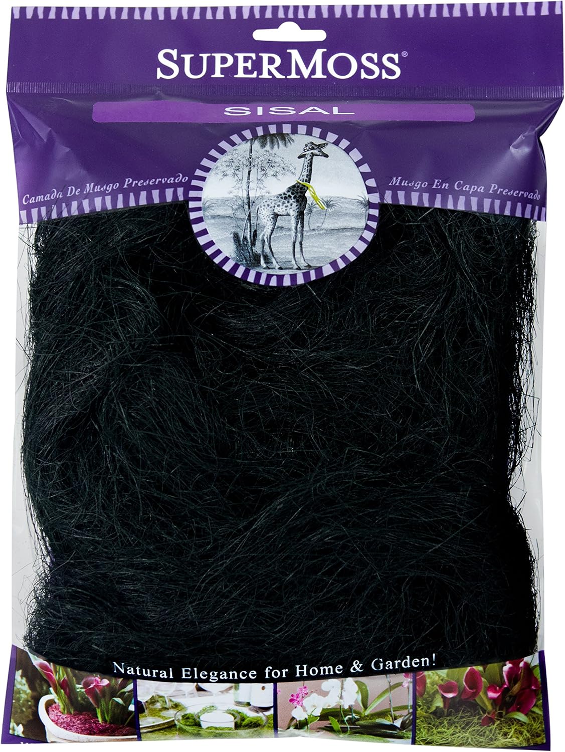 SuperMoss (29961 Natural Sisal Fiber Strands | Decorative Basket Filler, Gift Box Shred, Craft Twine & Vase Decor | Perfect for Cat Toys, Indoor Plants, and Floral Arrangements, 108 Cu in, Black