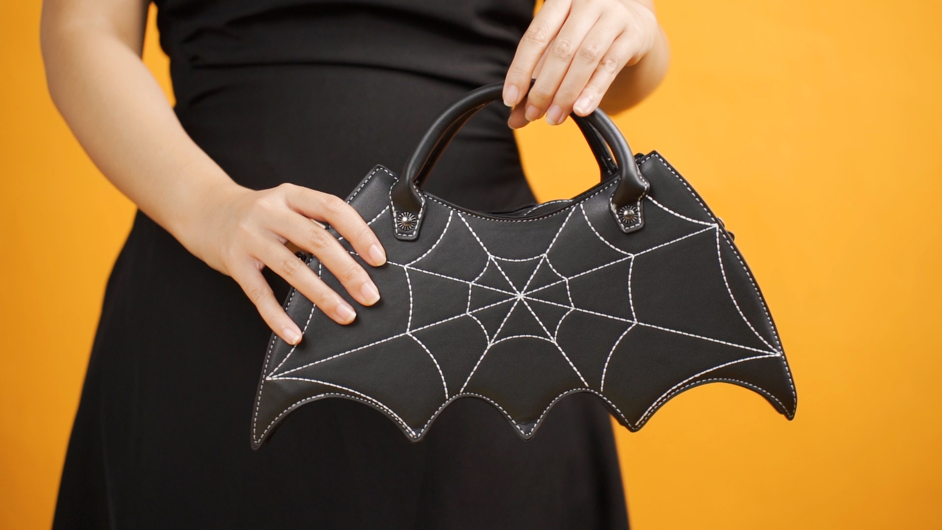 Hillban 3 Pcs Halloween PU Leather Bat Wing Spider Web Shoulder