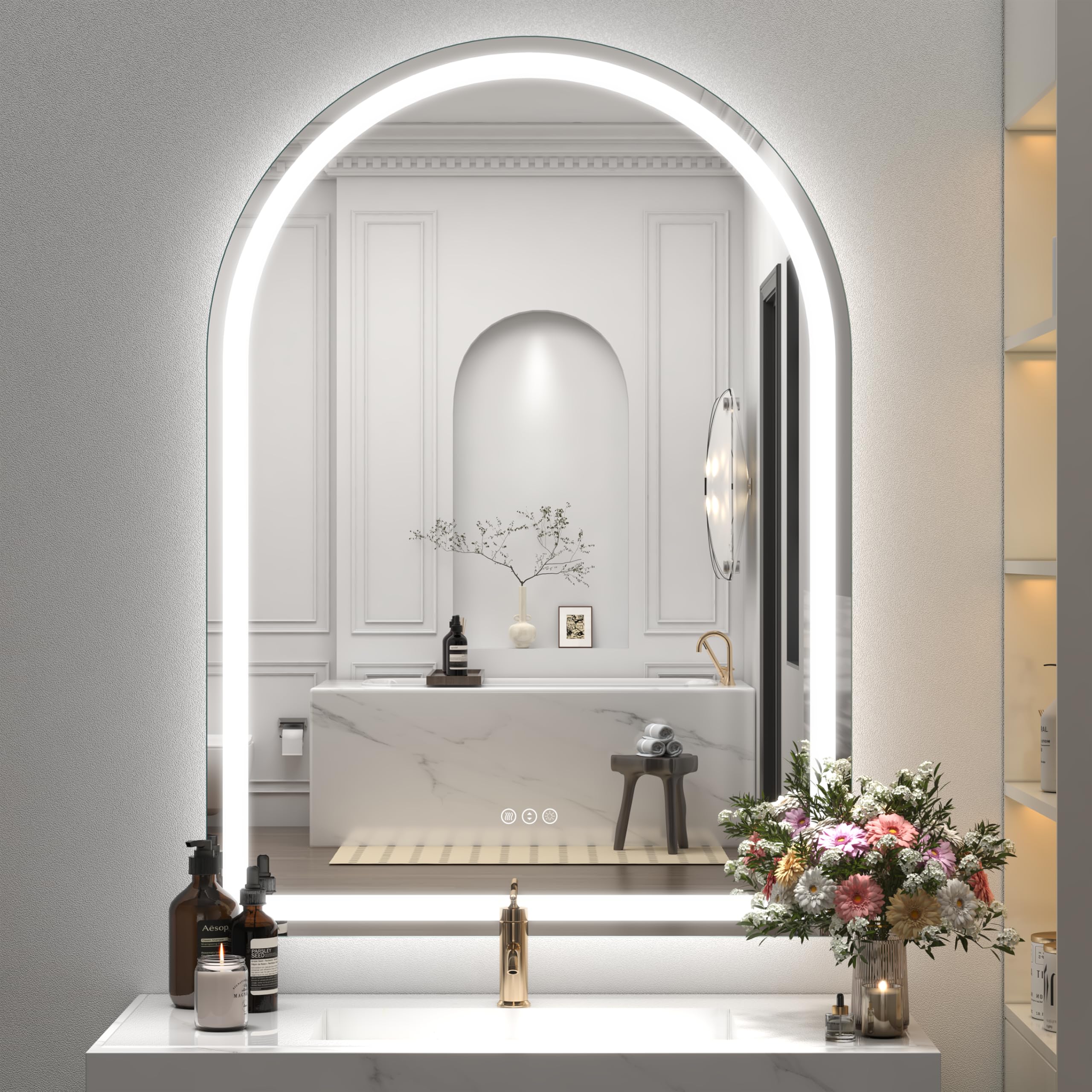 Photo 1 of CHARMOR 30x40 Inch Arch LED Bathroom Vanity Mirror
