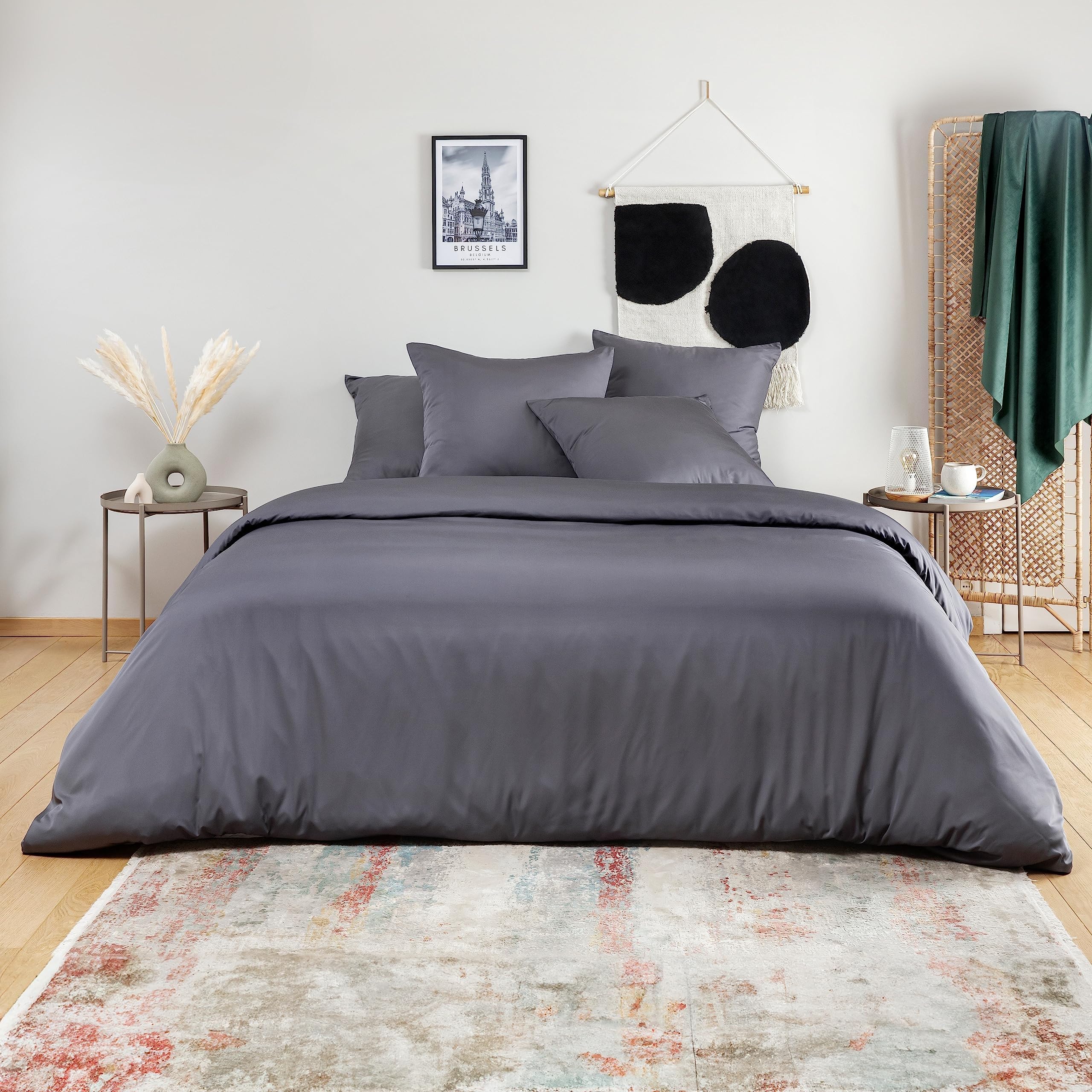 Bambaw Bamboo Duvet Cover | Superior Soft Single Duvet Cover| Bamboo Duvet Cover| Anti Allergy Duvet Cover |Pure bamboo Duvet Cover | bamboo bedding | Charcoal - 135x200-image-21