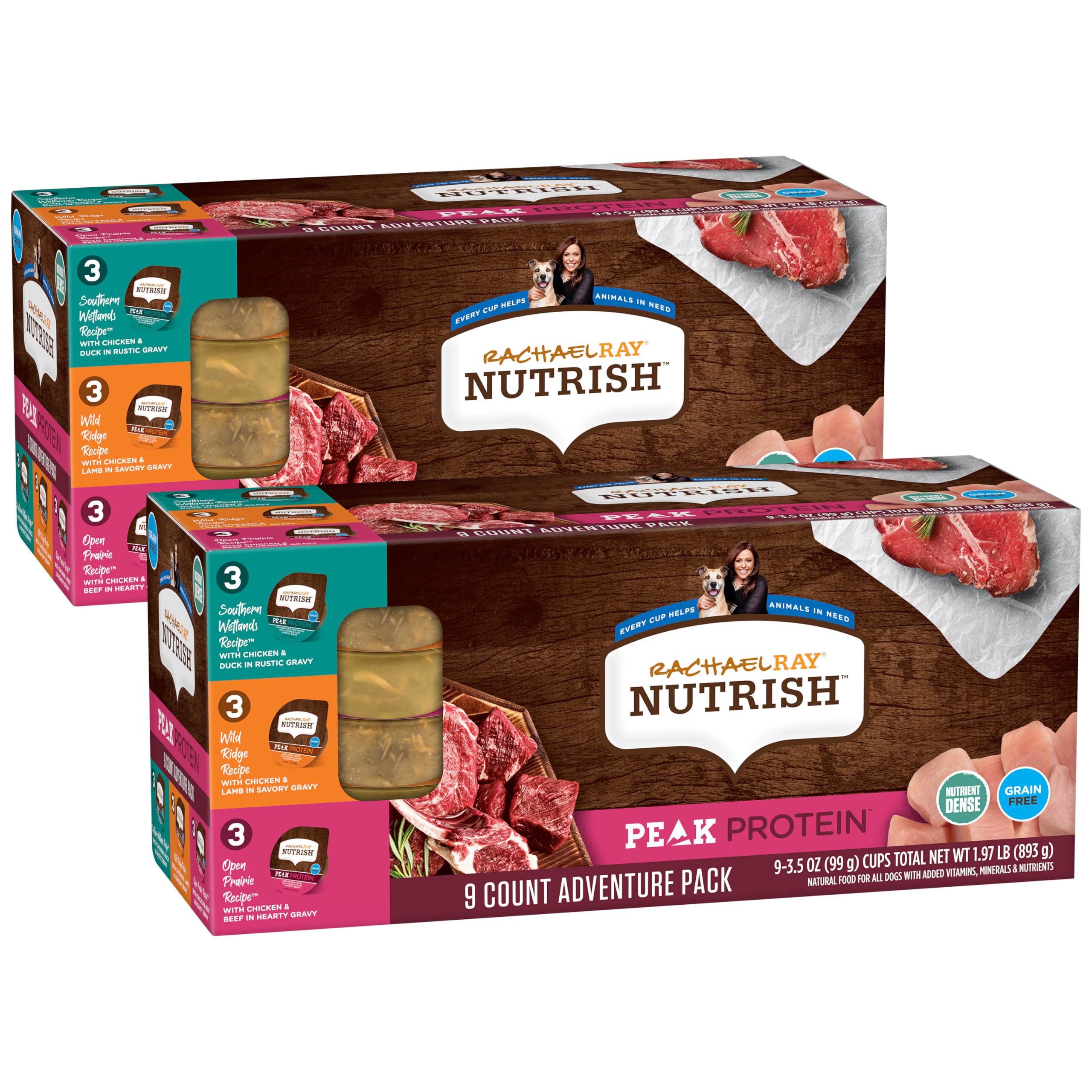 Nutrish Peak Protein Wet Dog Food Variety Pack, 3.5oz Cups