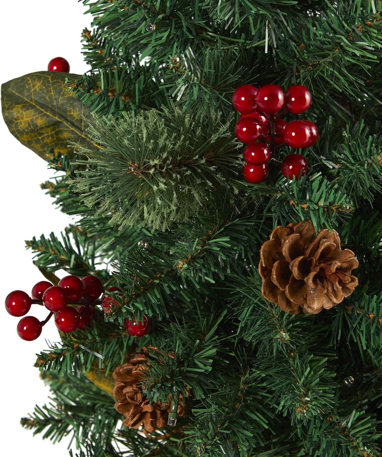 Nearly Natural 2ft. Pine, Pinecone and Berries Artificial Christmas Tree with 35 LED Lights and 86 Bendable Branches