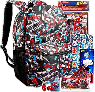 Marvel Spiderman Backpack Set - 10+ pc Spiderman School Bundle with Backpack, Pencil Bag, More (Marvel Spiderman School Supplies)