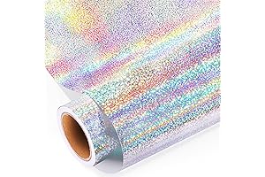 GIRAFVYINL Holographic Sparkle Vinyl Silver Permanent Vinyl Roll for Craft - 12 x 10FT
