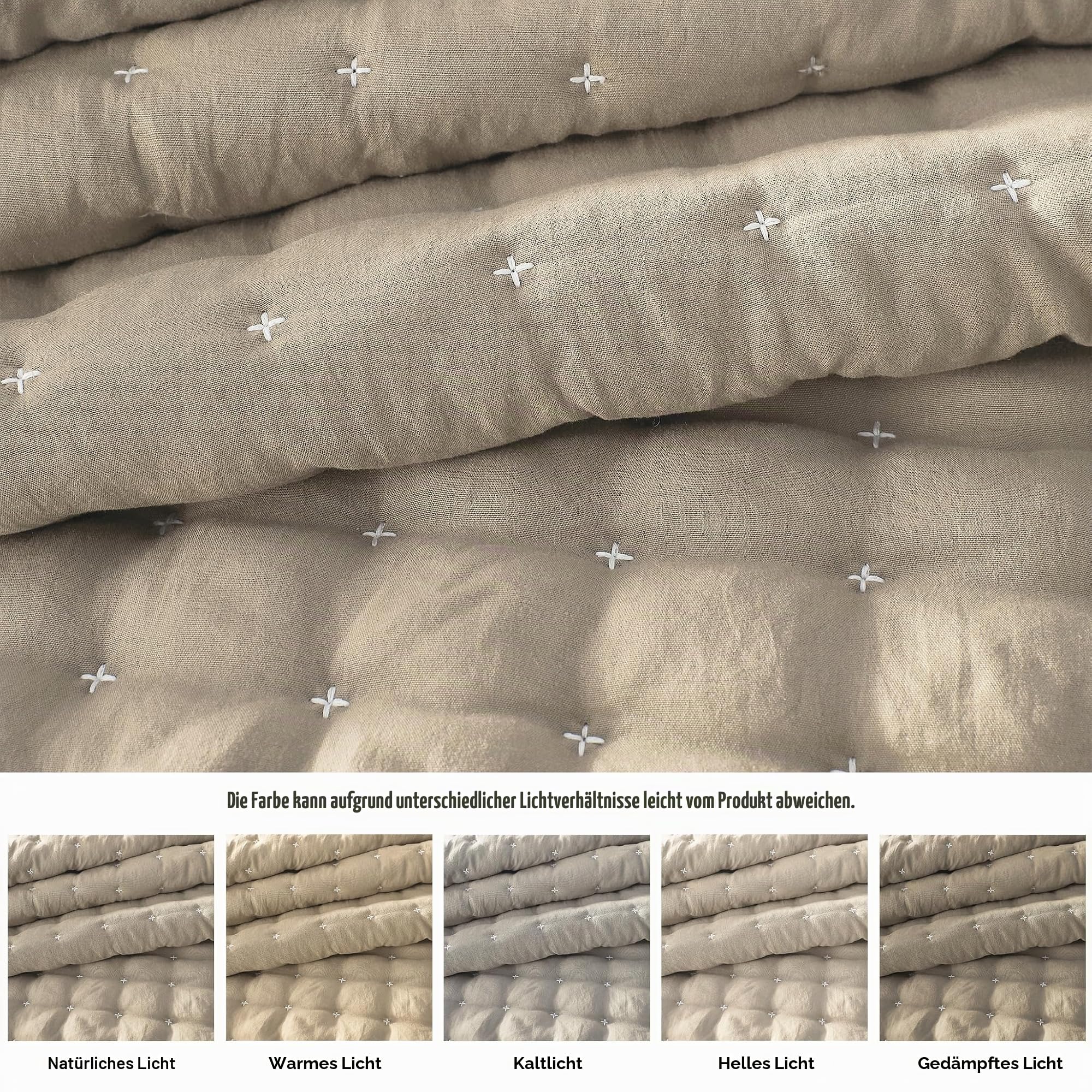 R.SHARE Tagesdecke 300x270cm Beige, Weich Wohndecke Bettüberwurf Steppdecke Sofaüberwurf Überwurfdecke für Bett Sofa Couch (ohne Kissenbezug), Kuscheldecke Oeko-TEX Frühling Sommer