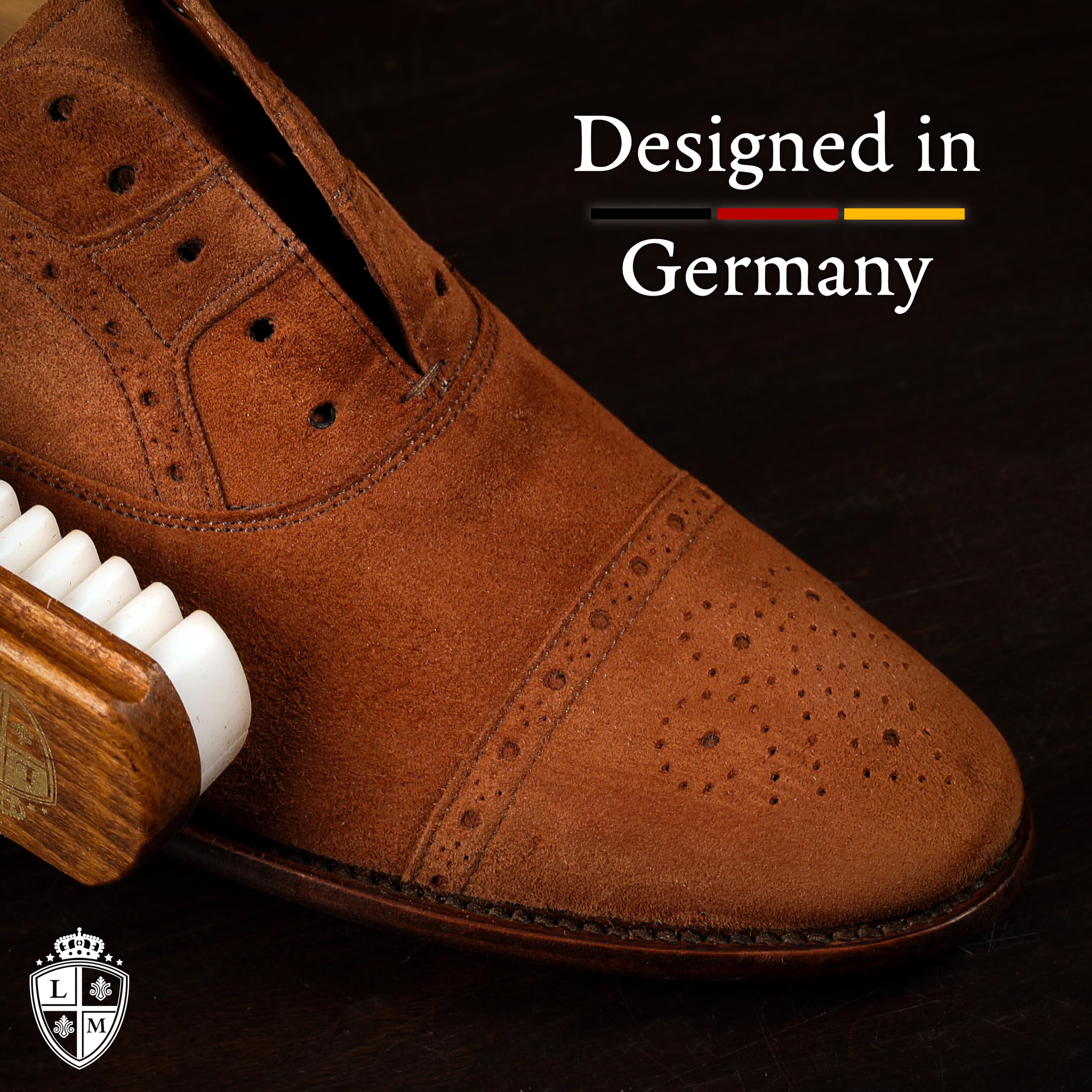 Langer & Messmer caja limpieza zapatos de alta calidad sin contenido o con set de cuidado de varias piezas con cremas para el cuidado, cepillos para zapatos y paños de algodón modelo Mannheim