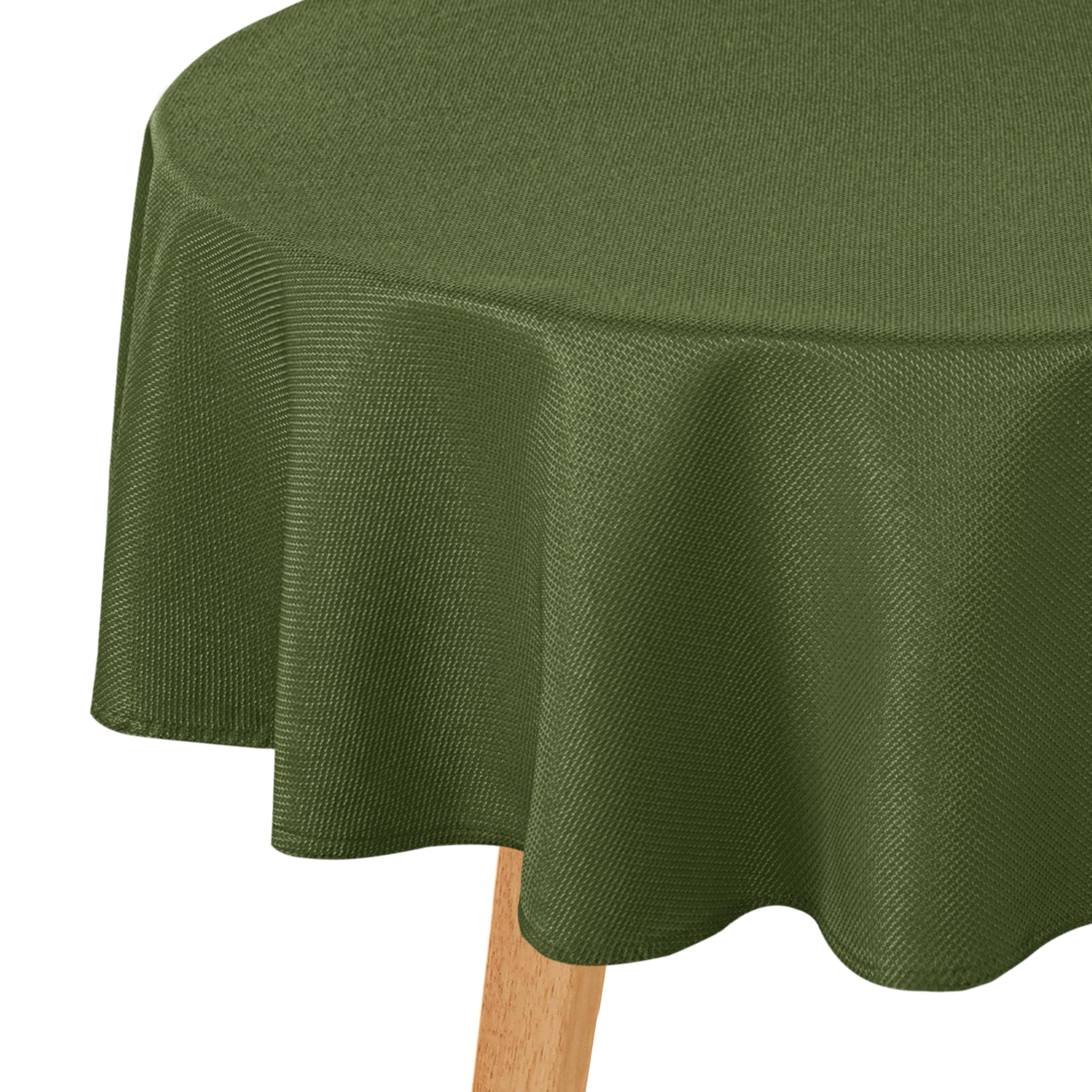 Hiasan Round Textured Tablecloth 60 Inch - Waterproof Spillproof Antiwrinkle Jacquard Table Cloth, Decorative Polyester Table Cover for Kitchen,