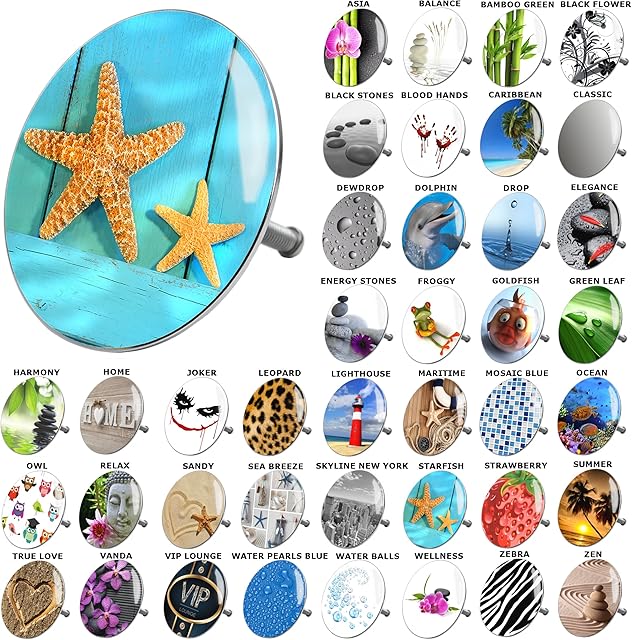 Bathtub Plug | Wide Choice of Colorful Bathtub Plugs | Easy to Insert Into the Bathtub (Starfish)