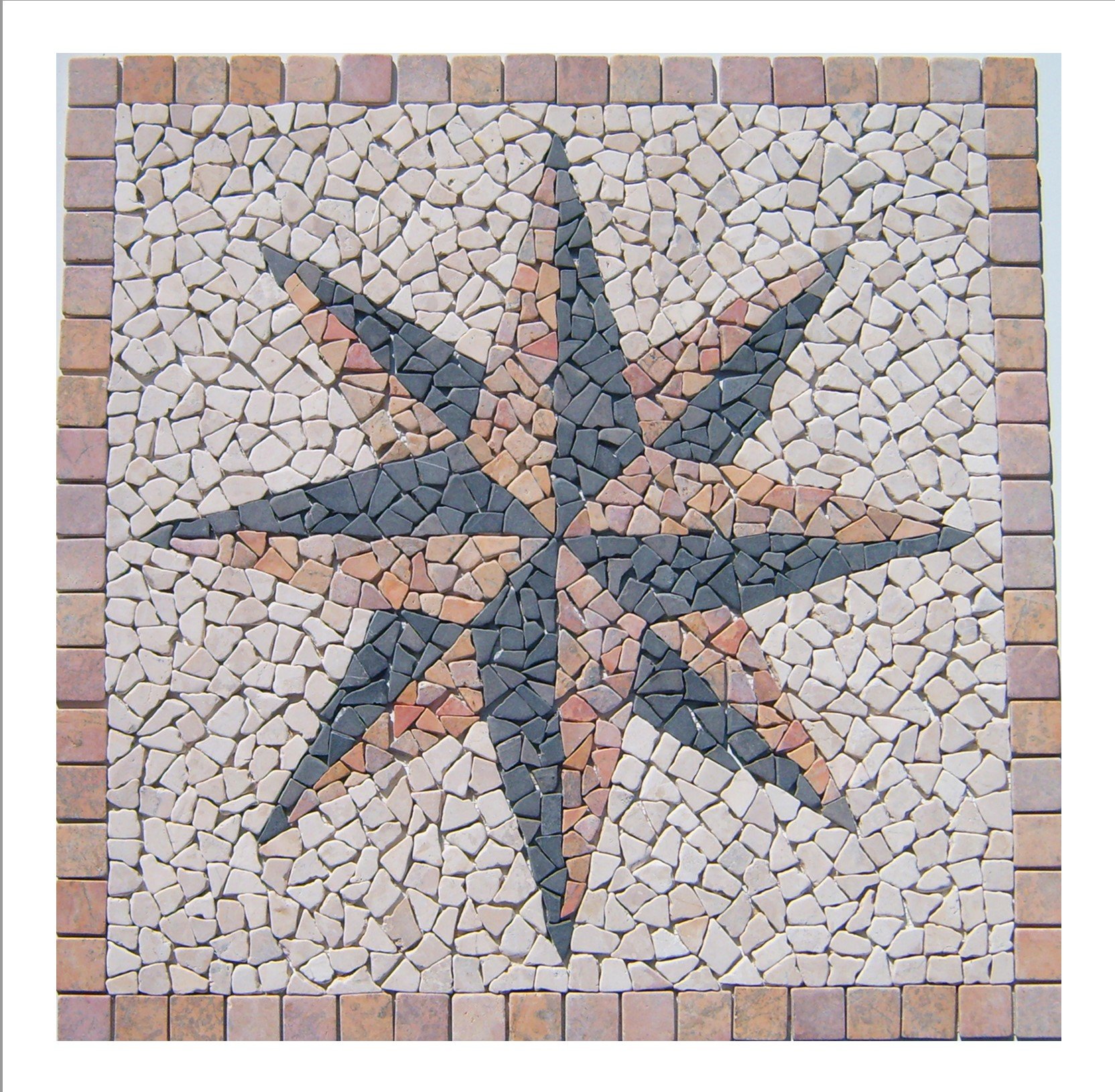 RO-006 90 x 90 cm Marmor Rosone me­di­ter­ran Einleger Mosaikfliesen Bild Dekoration Stein-Mosaik Fliesen Lager Verkauf Herne NRW