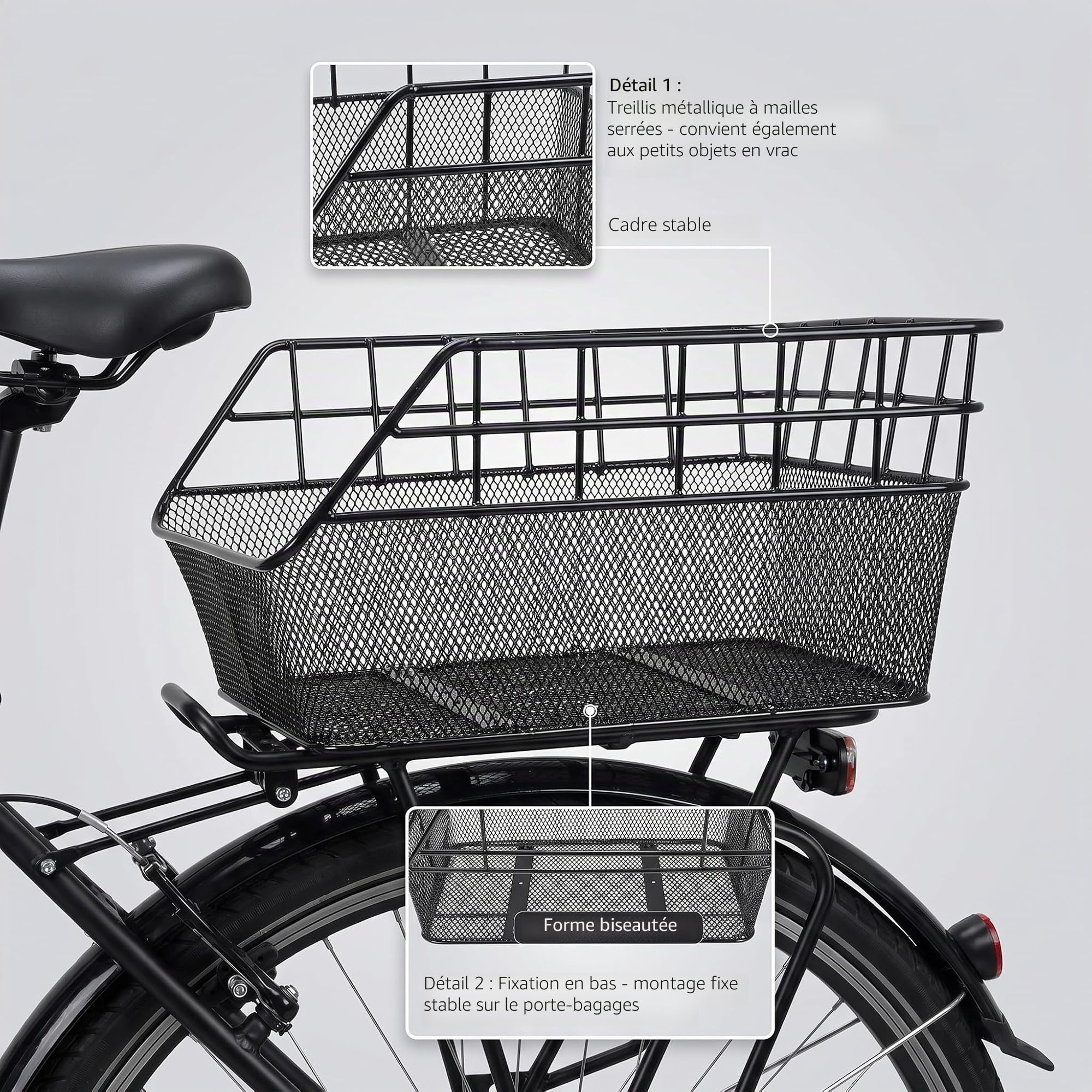 Panier XXL - Accessoires de vélo - Porte-bagages en métal - Red Loon
