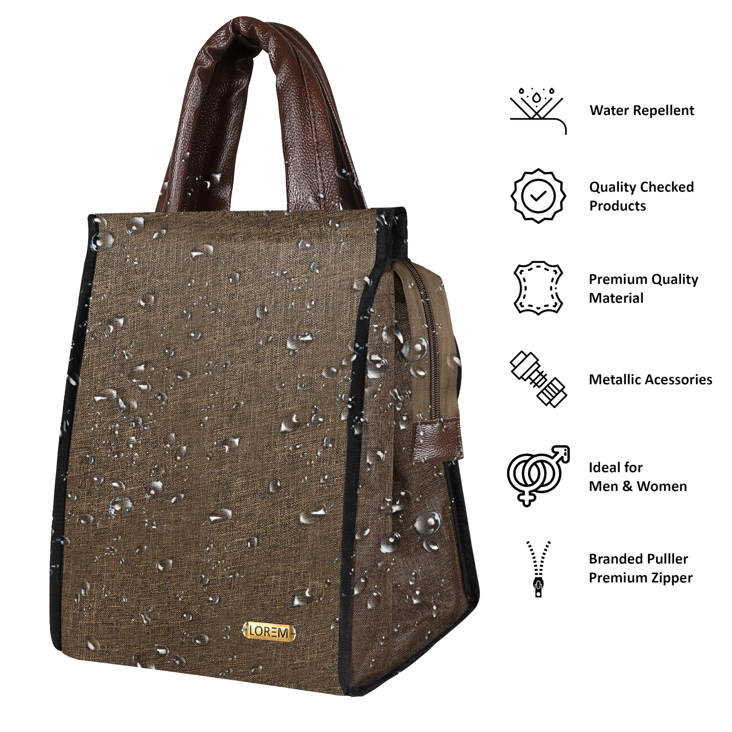 Linen Insulated Lunch Bag - Men & Women -4 Linen Insulated Lunch Bag - Men & Women -4