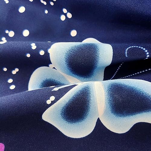 Miniatura 4 de SDY Juego de funda de edredón de 3 piezas, diseño de mariposa azul, tamaño individual, reversible, funda de edredón de flores, bonito juego de ropa
