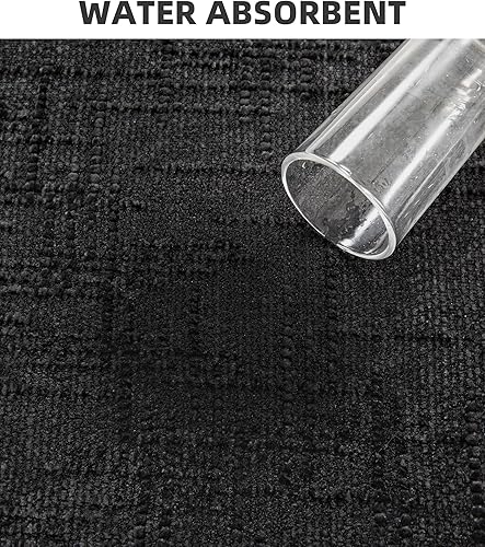 Miniatura 3 de YIHOUSE Juego de 3 alfombras de baño negras, antideslizantes, juego de 3 alfombras de baño de secado rápido, absorbentes, lavables, delgadas, para