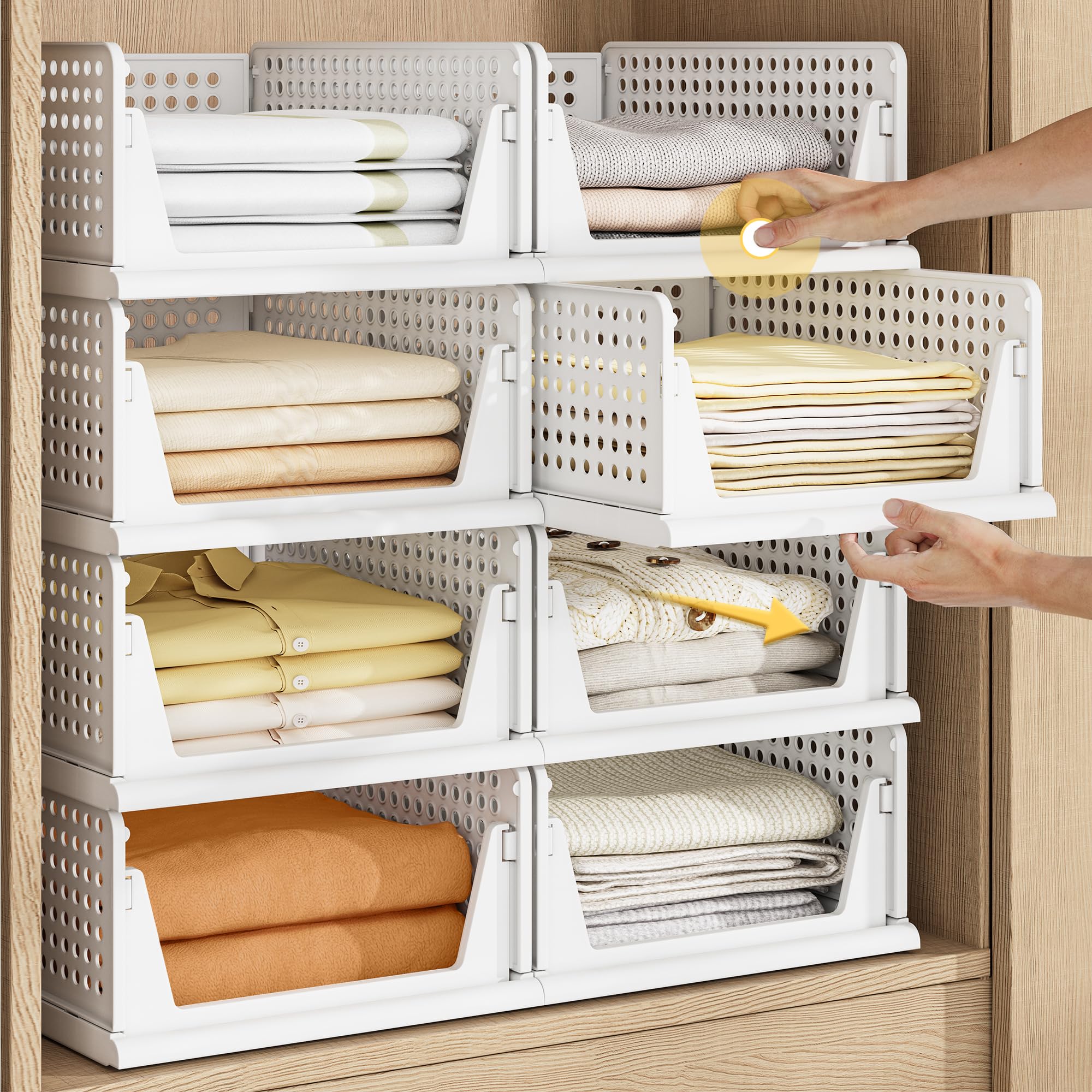 Photo 1 of **Only 3** Pinkpum 5 Pack Stackable Plastic Storage Closet Organizers and Storage Bins Drawer Shelf Storage Container for Wardrobe Cupboard Kitchen Bathroom Office White