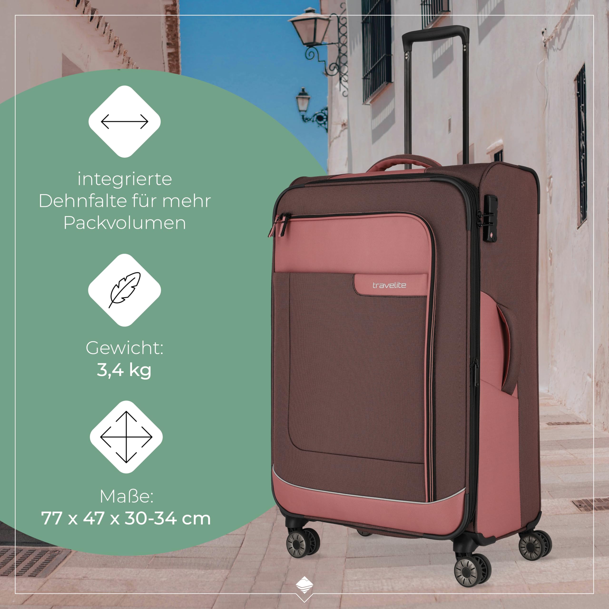 Travelite 4-Rad Koffer Größe L Weichschale aus recyceltem Material – Bild 3